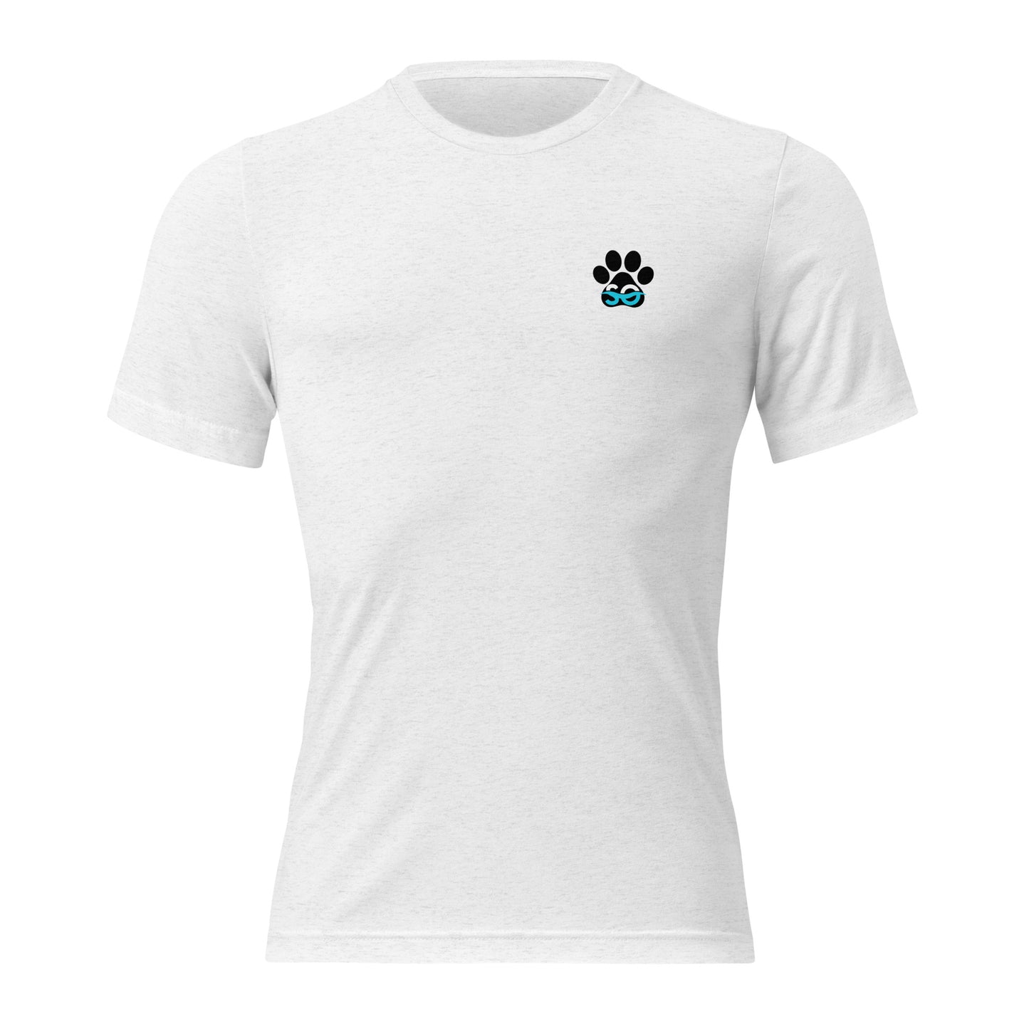 a white t - shirt with a dog paw on it