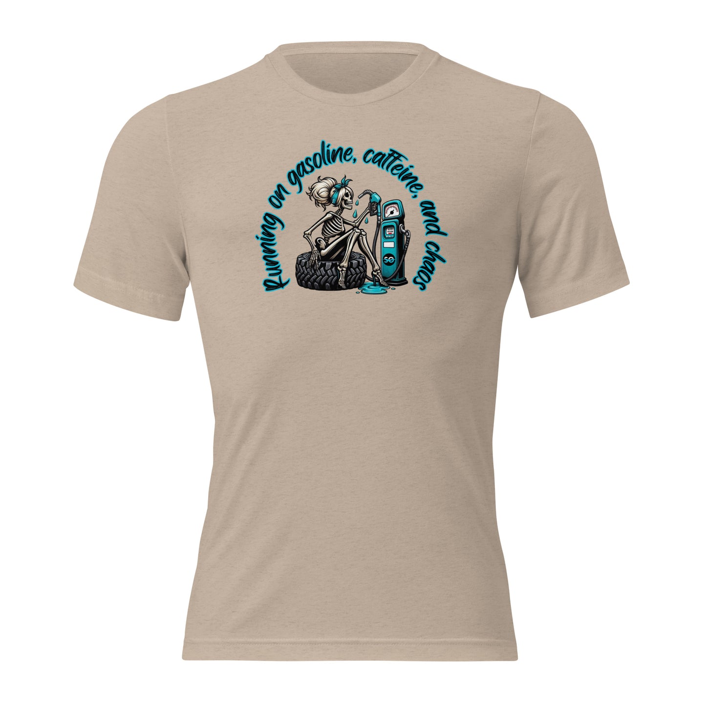 a women's t - shirt with an image of a skeleton and a guitar
