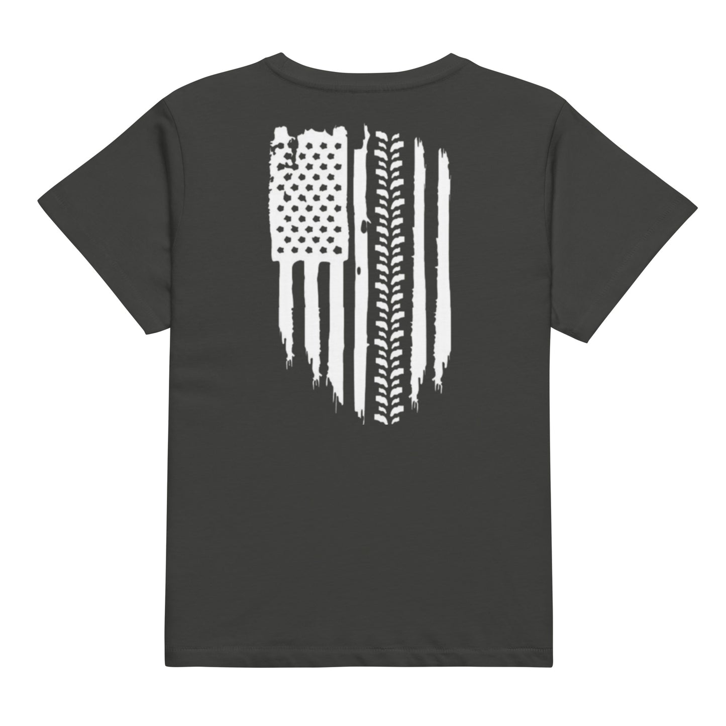 a black t - shirt with an american flag on it