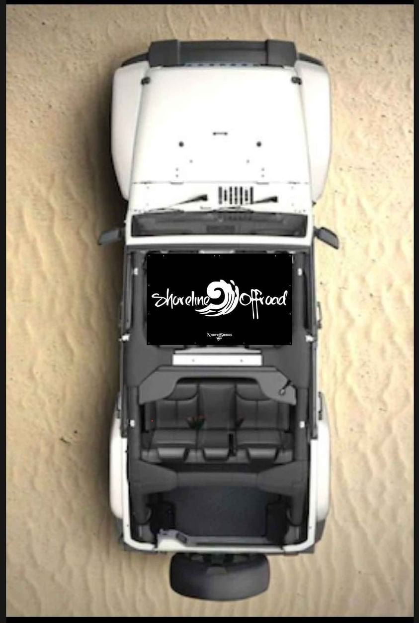 an overhead view of a truck with the hood open