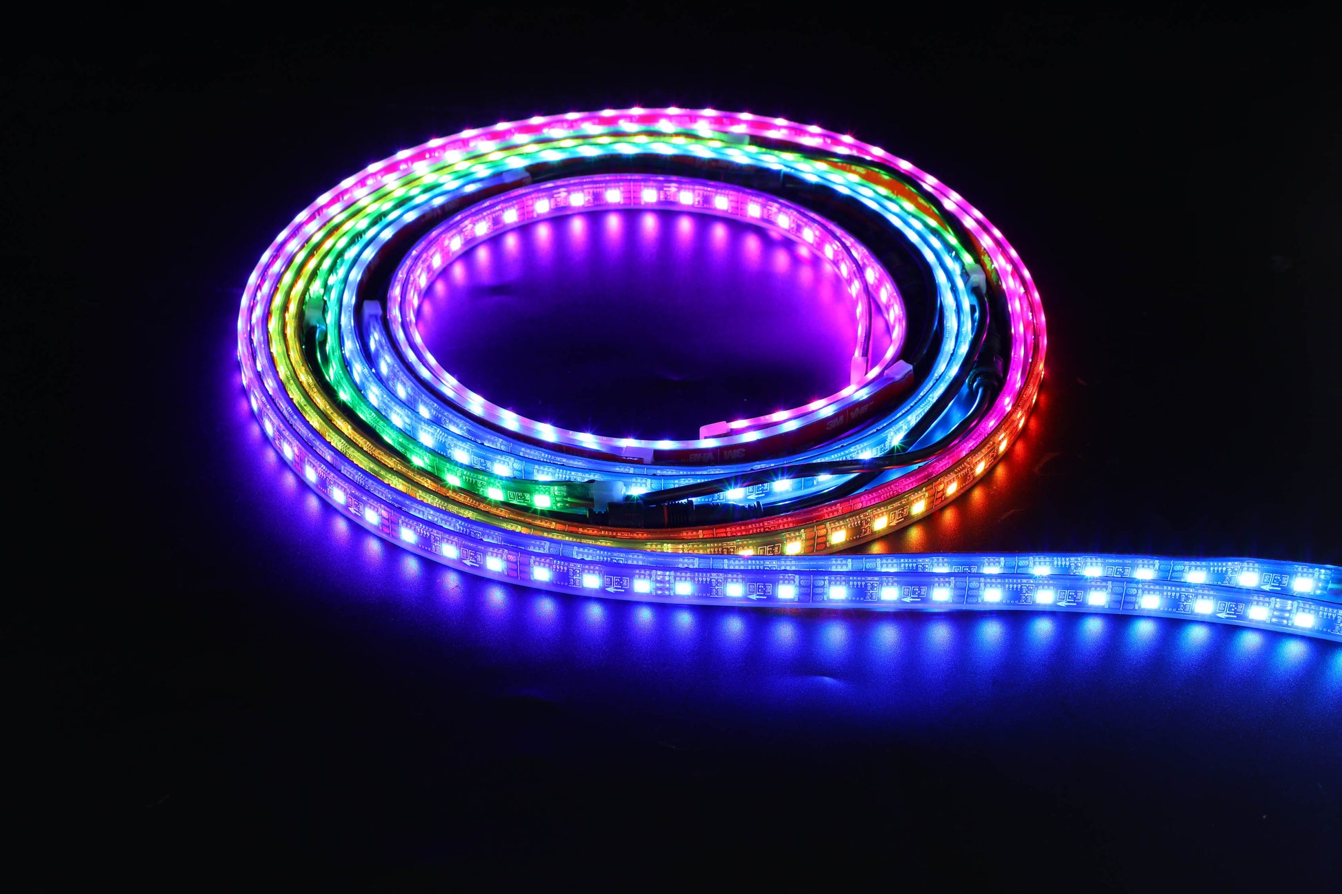 a close up of an Underglow light strip on a black background