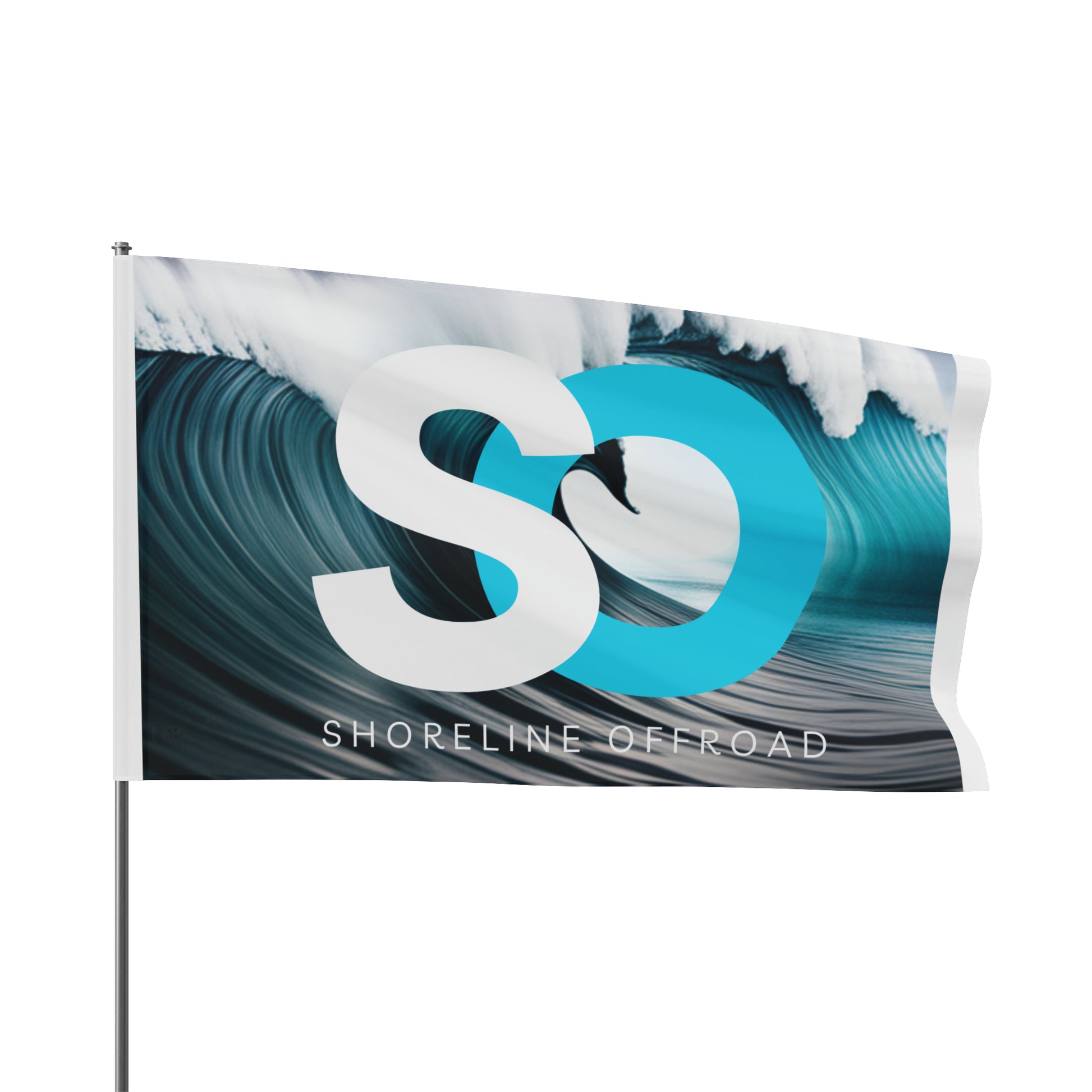 a white and blue flag with the word s s on it