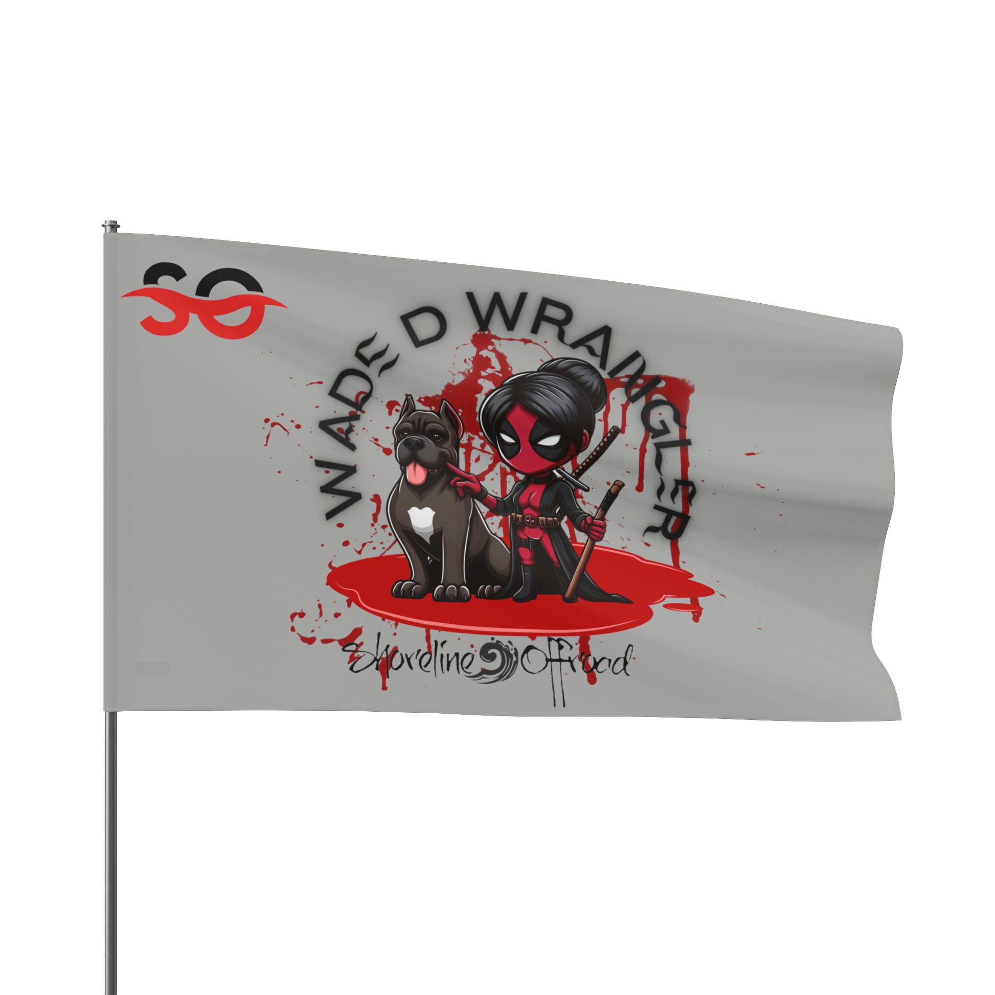 a flag with a cartoon character on it