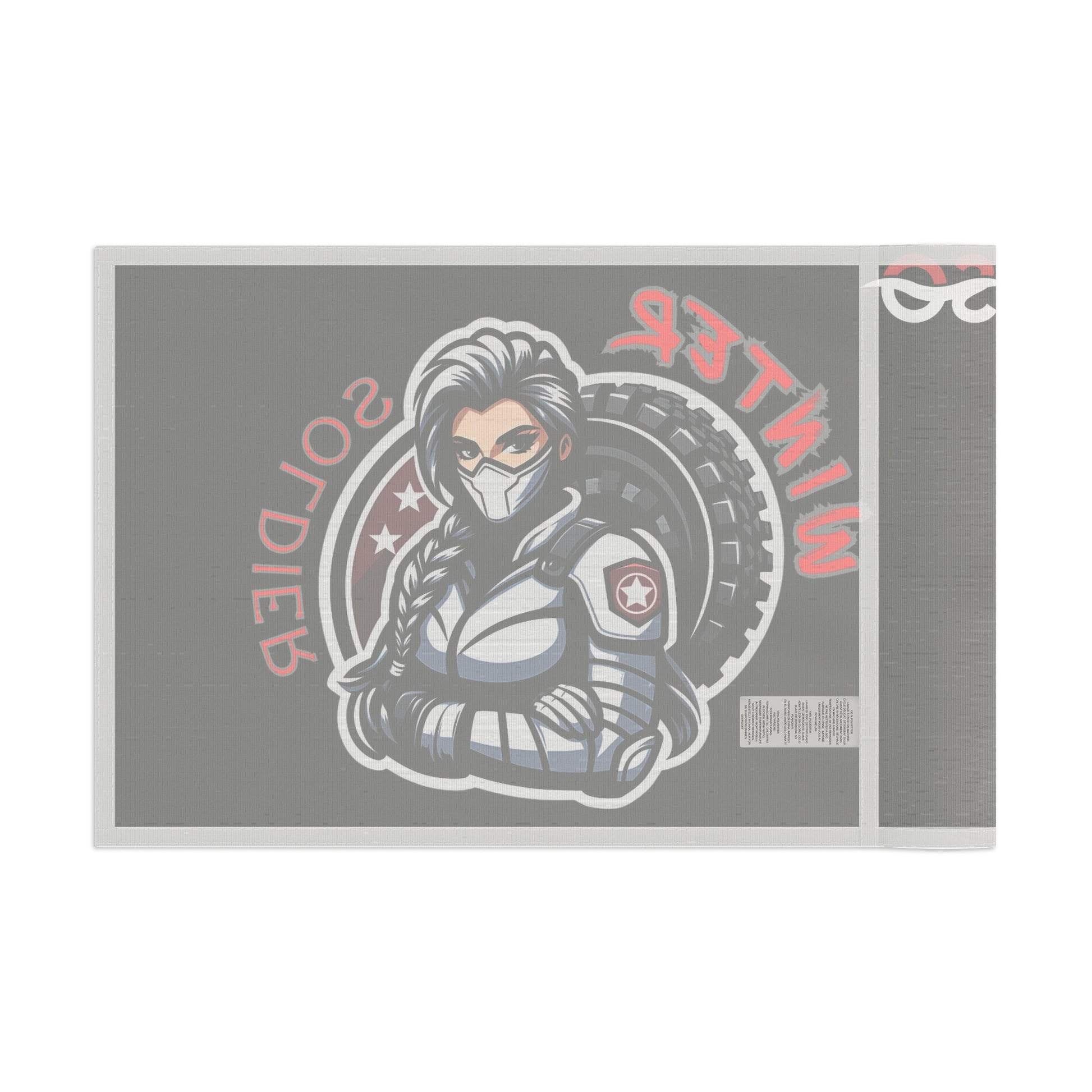 a sticker of a woman holding a motorcycle tire