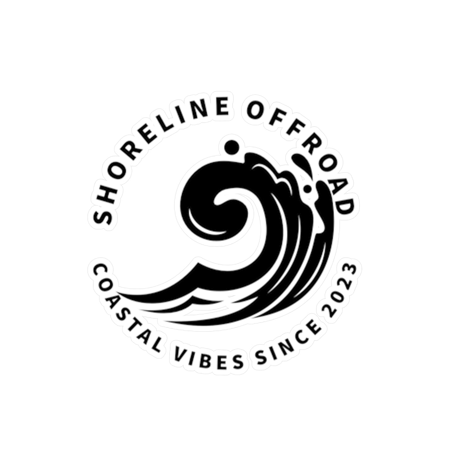 a black and white logo with a wave