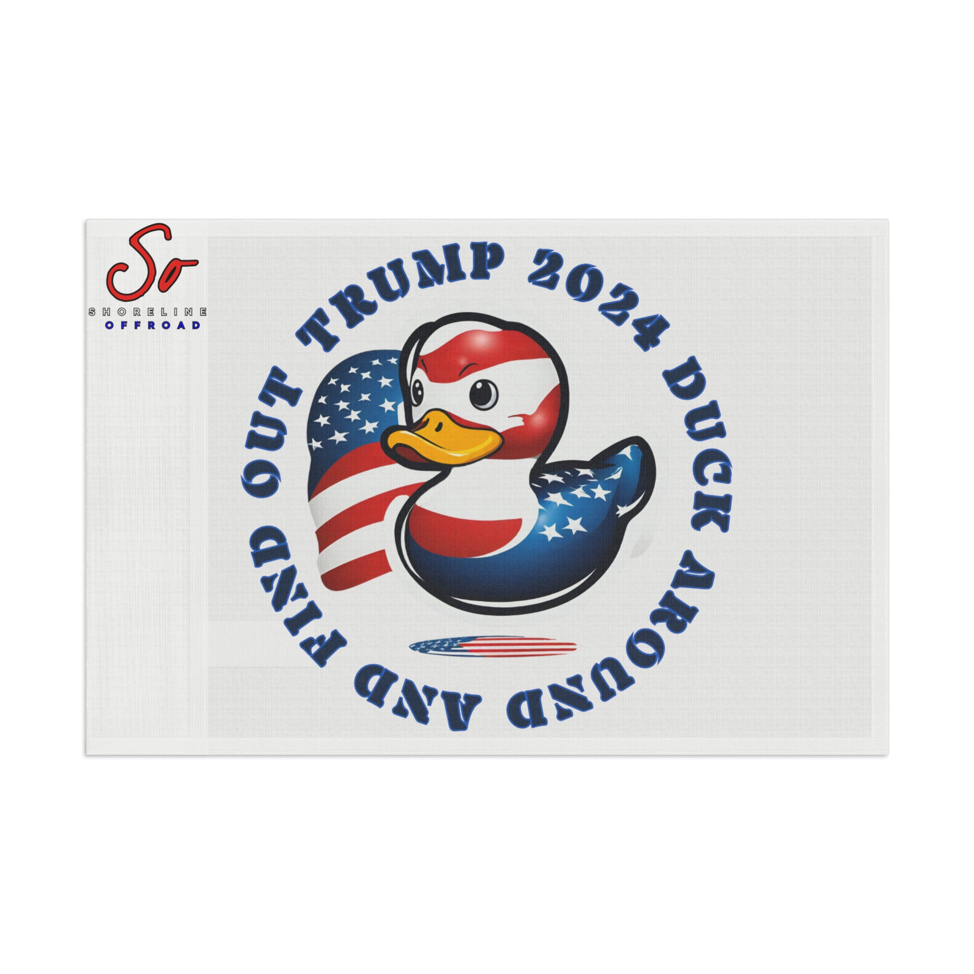 a sticker with a rubber duck with an american flag on it