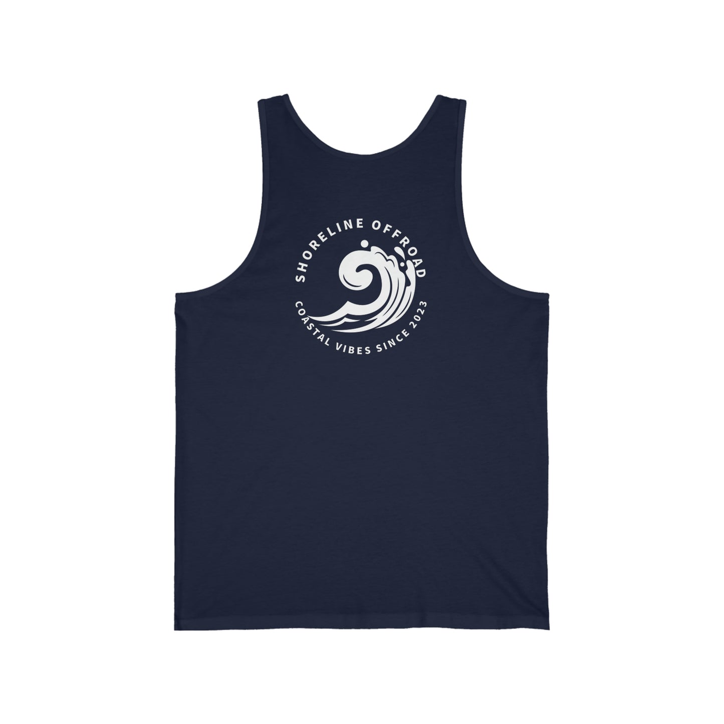 a tank top with a white logo on it