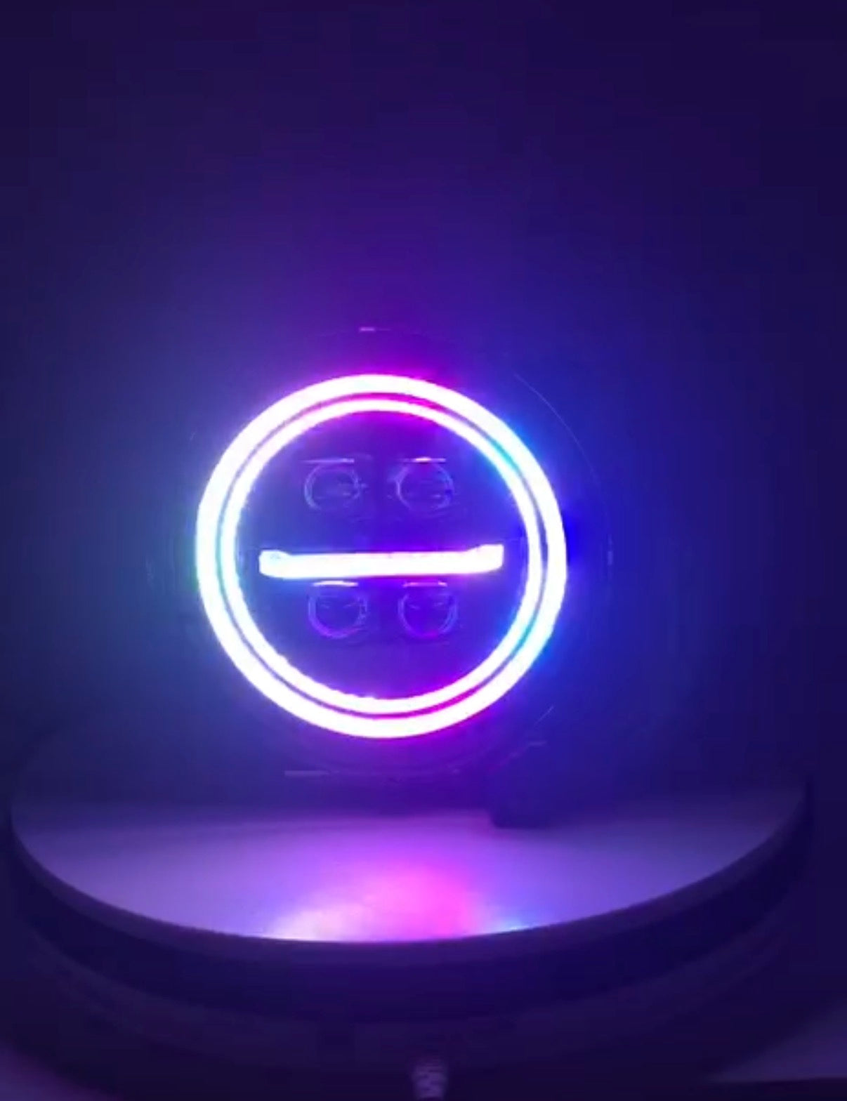 Shoreline Offroad Eclipse Pro Series 9” JL JT RGB LED Headlight showcasing vibrant RGB halo illumination for Jeep JL and JT models.