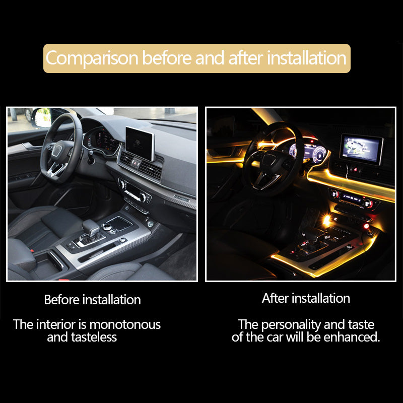 the interior of a car is shown in three different stages