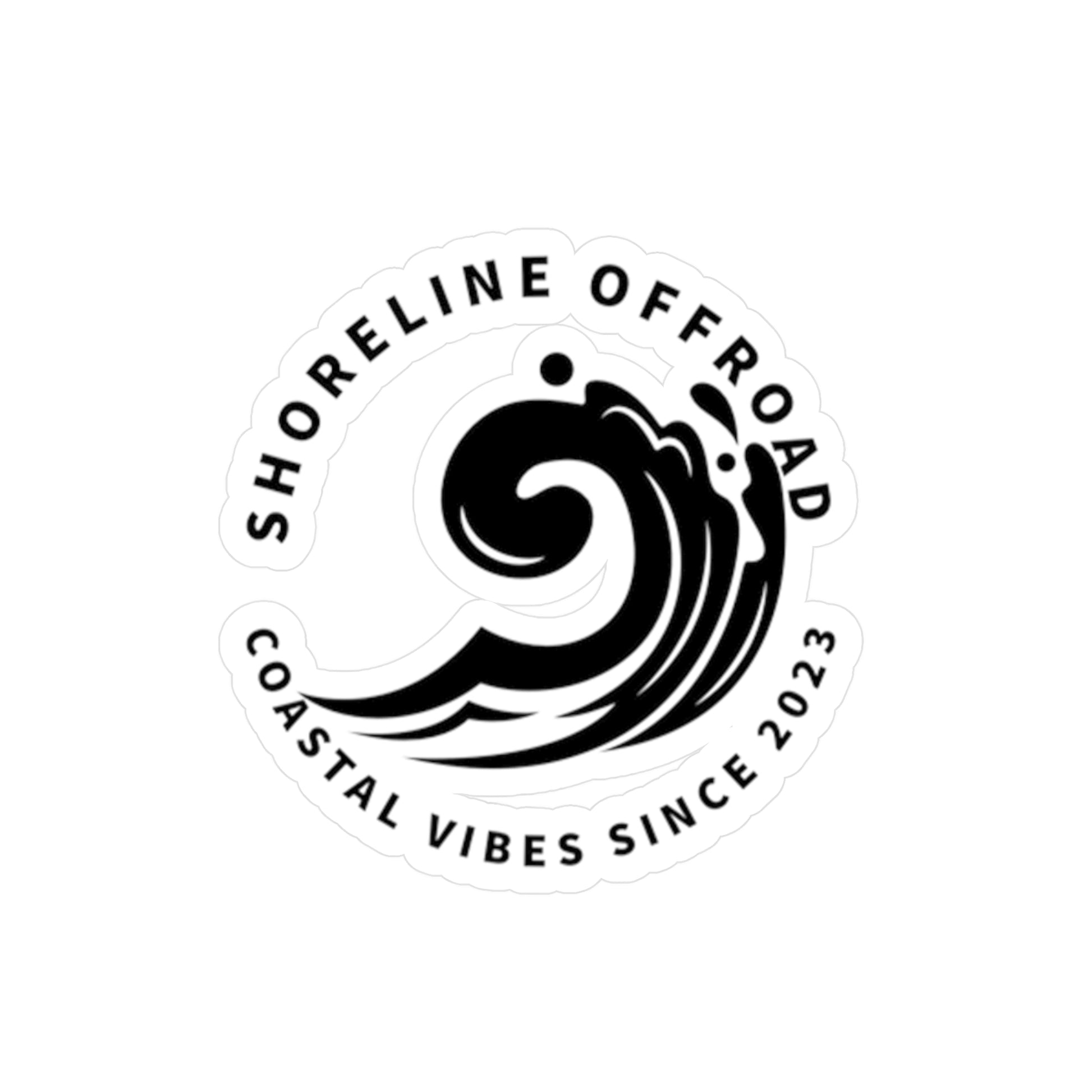 a black and white logo with a wave on it