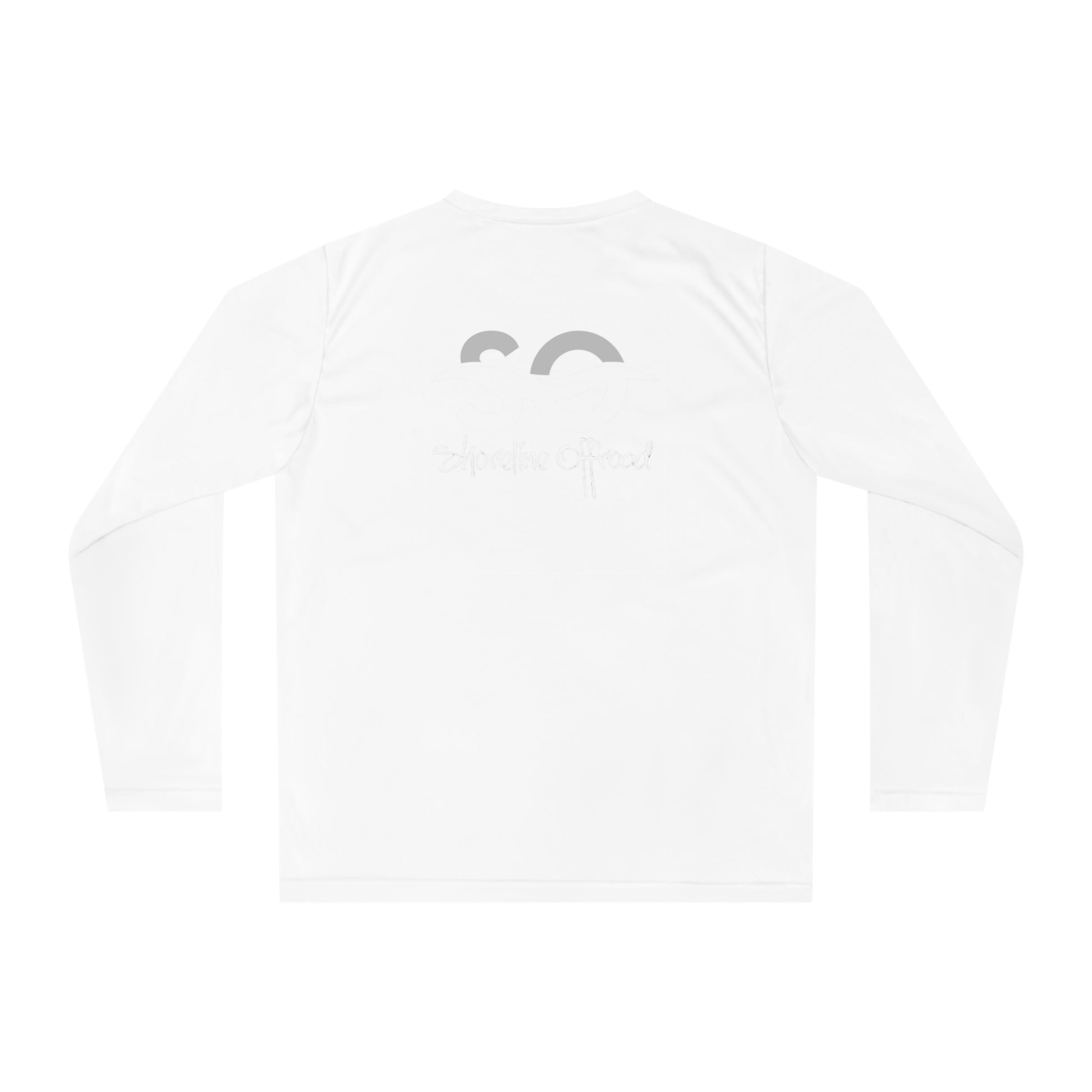 a white long sleeve shirt with a face drawn on it