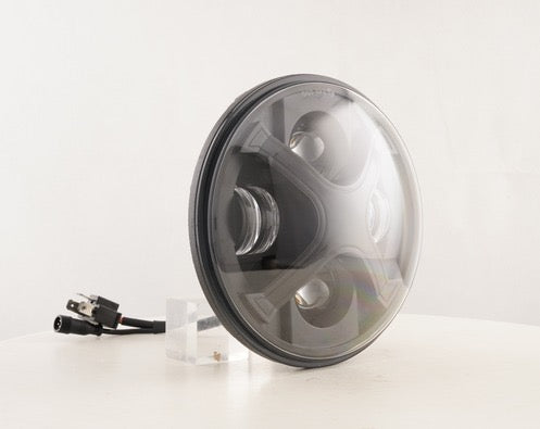 Product packaging for Shoreline Offroad Pro Series LED 7” JK RGB X Series Headlights with emphasis on features.