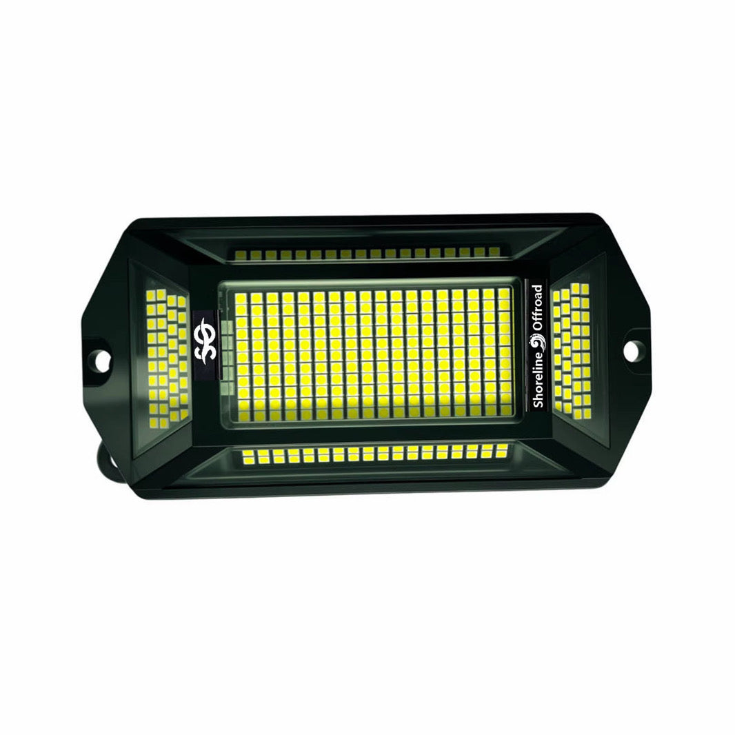Shoreline Offroad Signature Series 8pc Pure White Rock lights Kit featuring eight bright 6000K LED rock light pods for trucks, UTVs, ATVs, and 4x4 vehicles