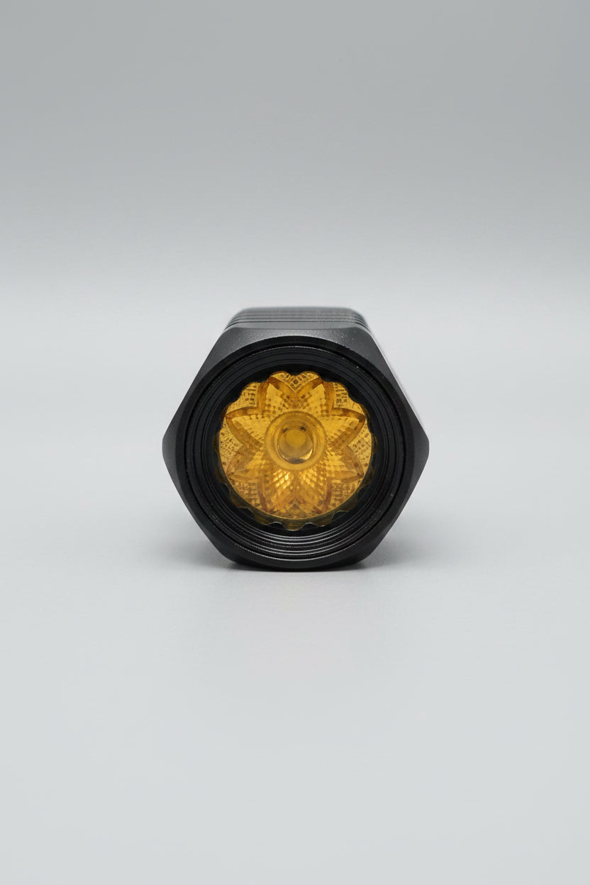 Close-up view of Shoreline Offroad Pro Series 2” Amber Driving Light Pod Lights highlighting the rugged construction and efficient 1000 lumens output.