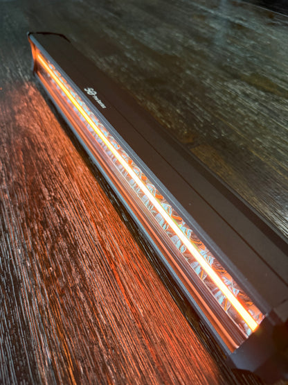 Installation components of the Shoreline Offroad Pro Series 20” RGBIC Lightbar including aluminum housing and stainless steel brackets.
