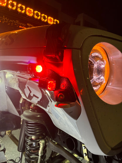 Close-up of the Shoreline Offroad Pro Series 1” Driving Light Pod Lights revealing their robust design and waterproof feature for rugged outdoor use.