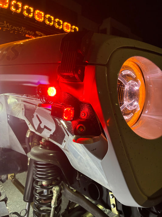 Close-up of the Shoreline Offroad Pro Series 1” Driving Light Pod Lights revealing their robust design and waterproof feature for rugged outdoor use.