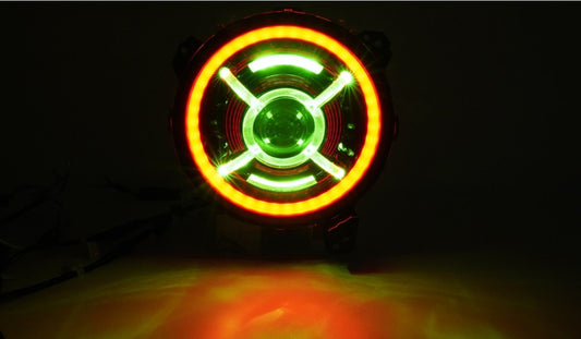 Shoreline Offroad Pro Series LED 9” JL JT RGB Headlights showcasing robust construction and superior illumination, enhancing your Jeep's performance and style.