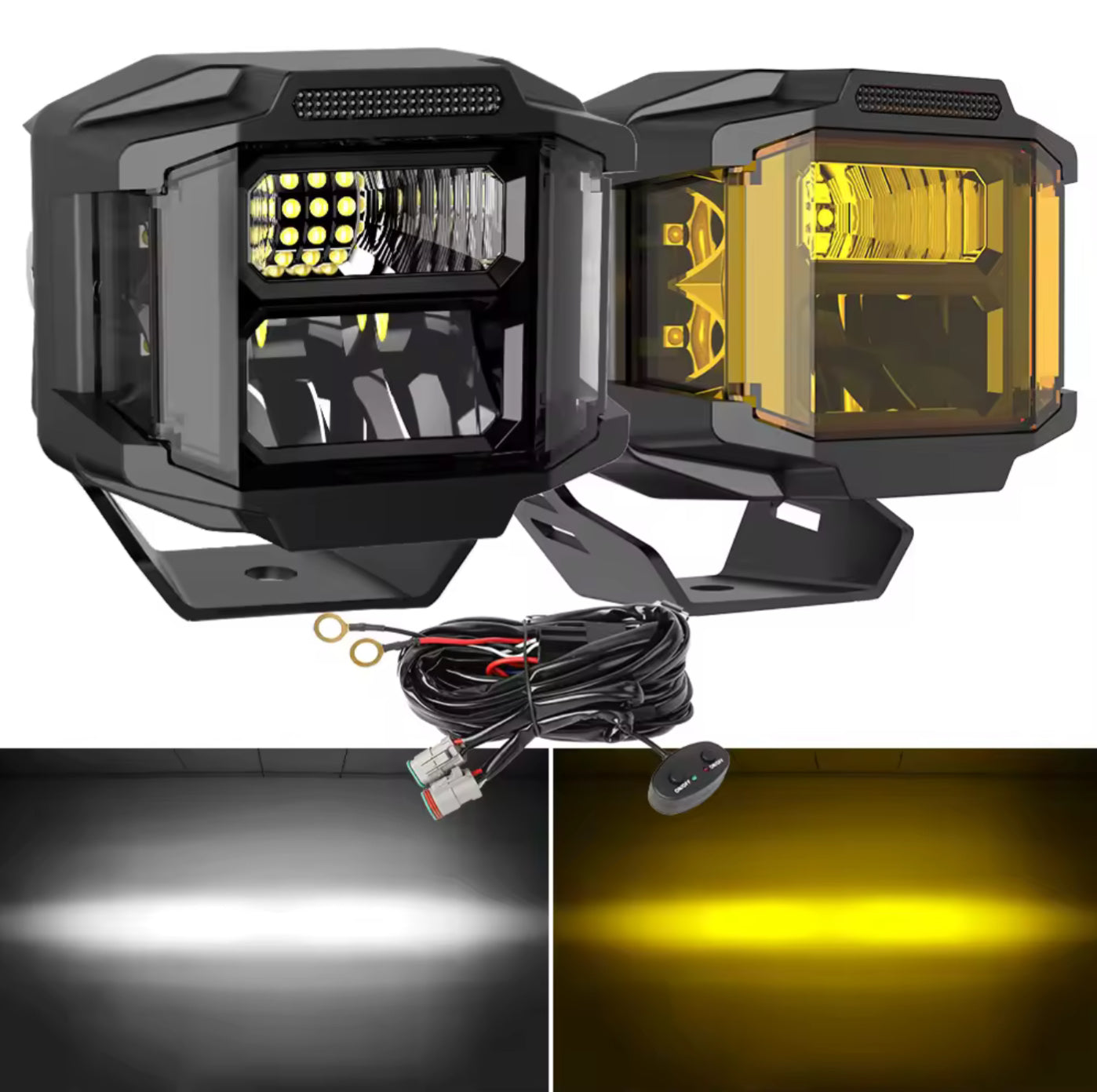 Shoreline Offroad Pro Series Yellow Amber LED 3” Pods with DRL