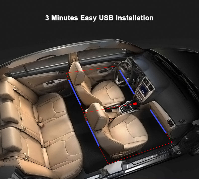 the interior of a car with three minutes easy usb installation