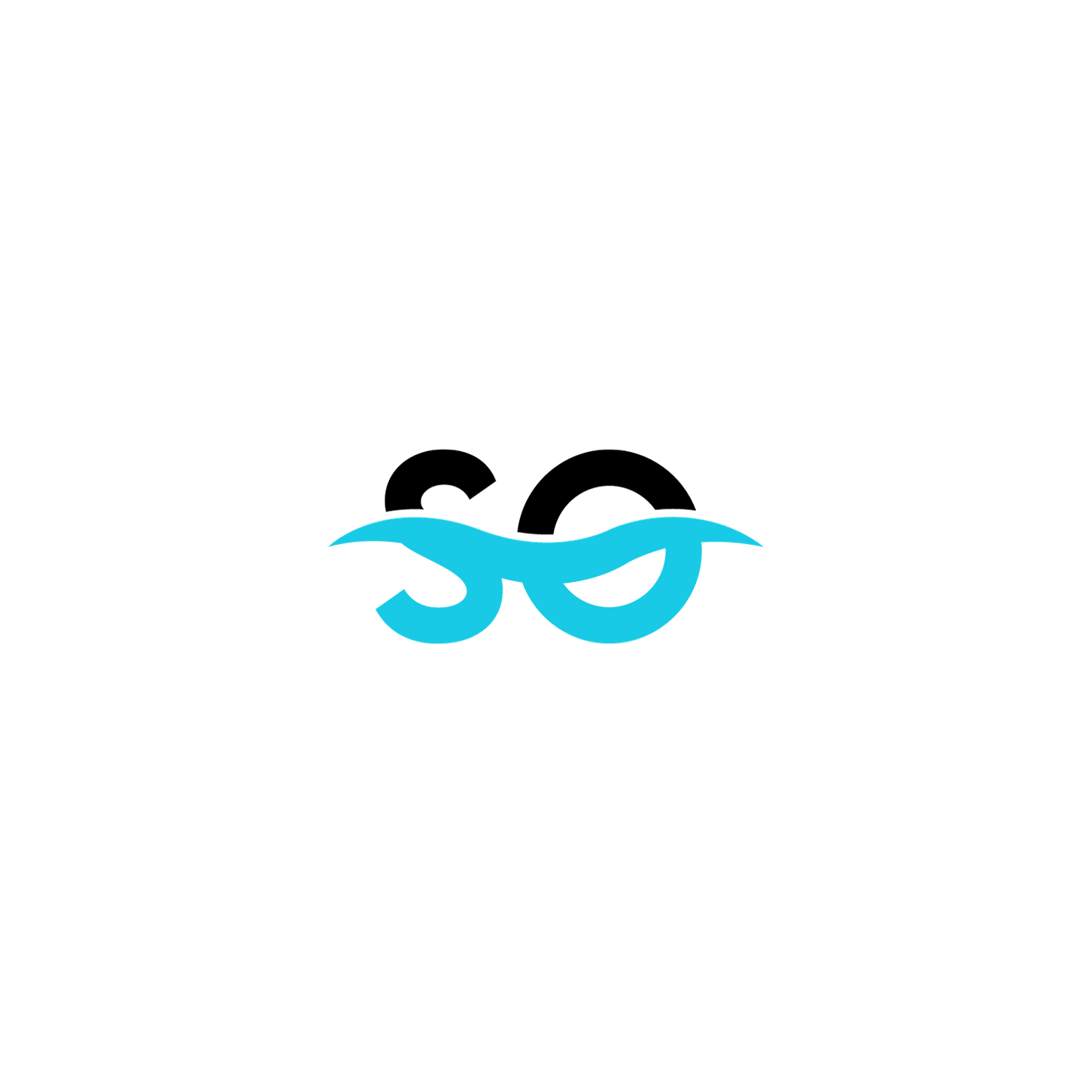 a black background with a blue eye logo