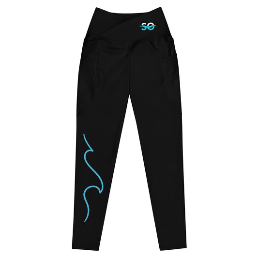 a pair of black pants with blue numbers on the side