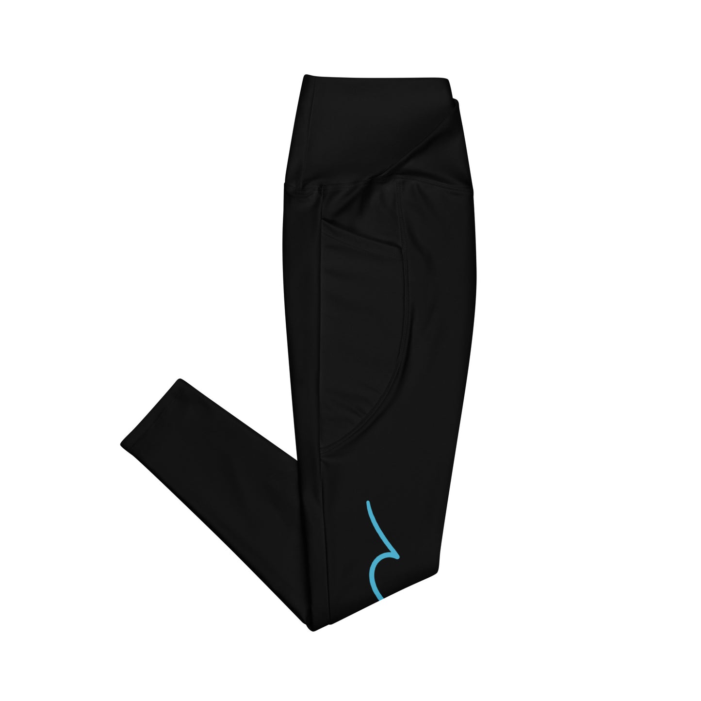 a pair of black pants with blue numbers on the side