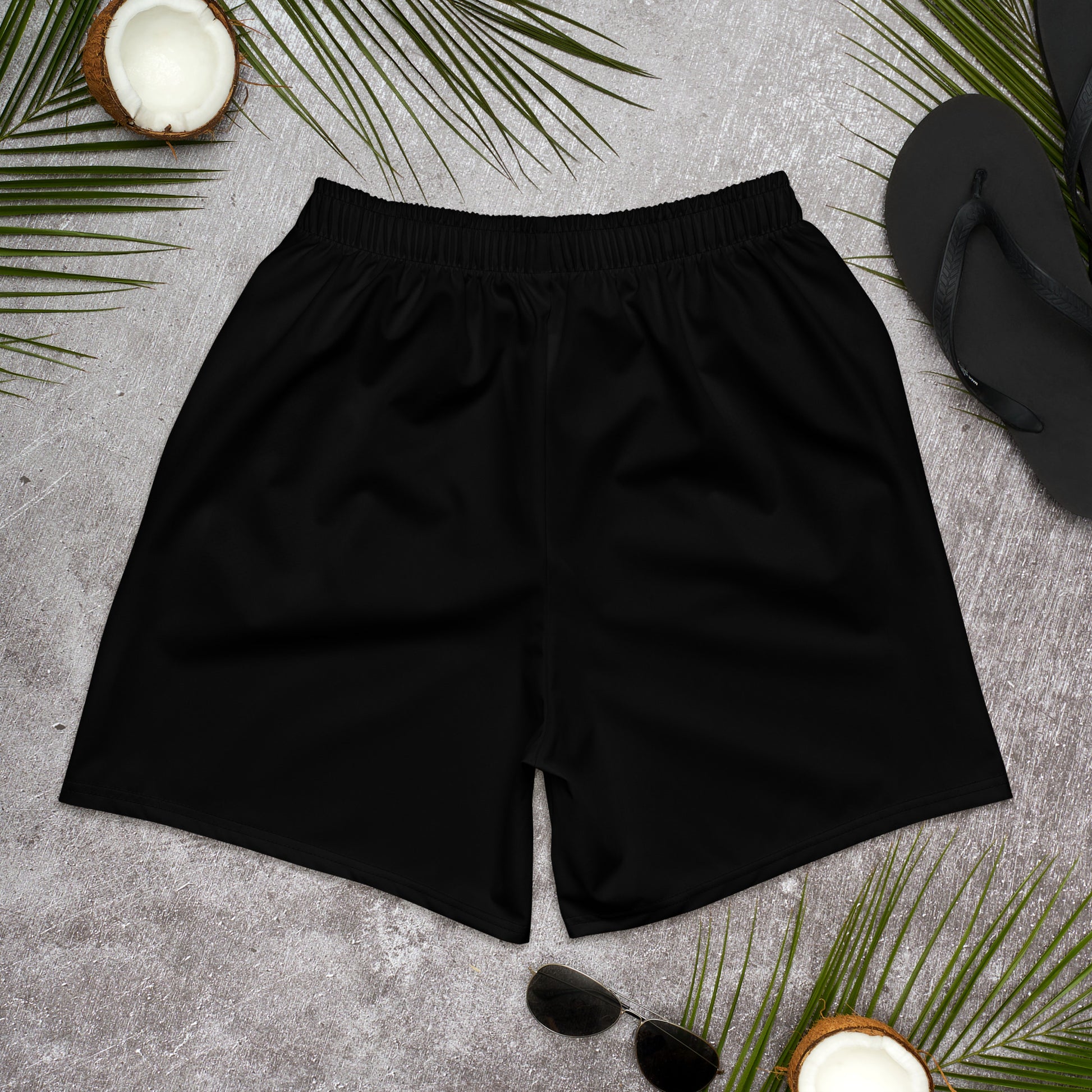 a close up of a pair of black shorts