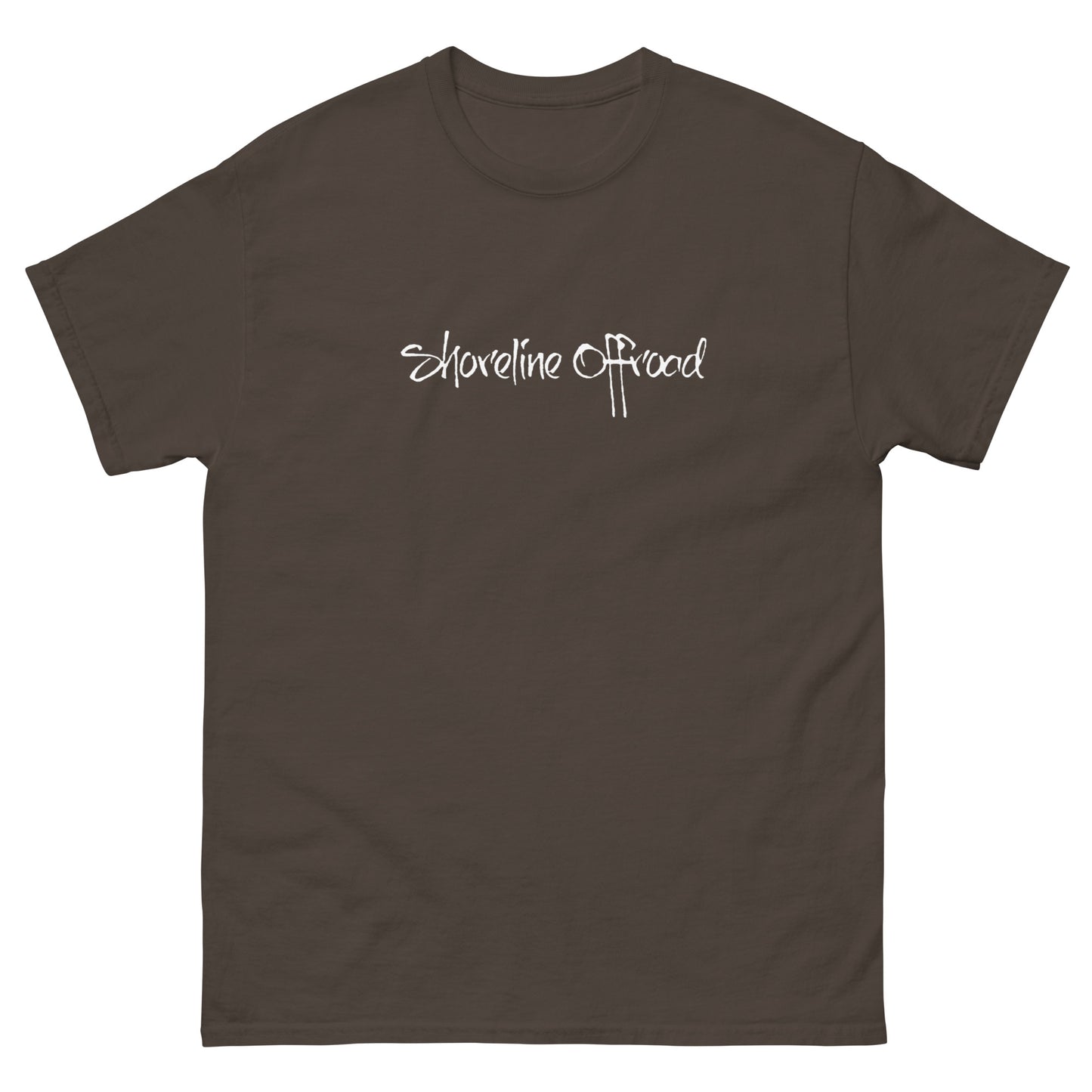 a brown t - shirt with the words shoreline shores on it