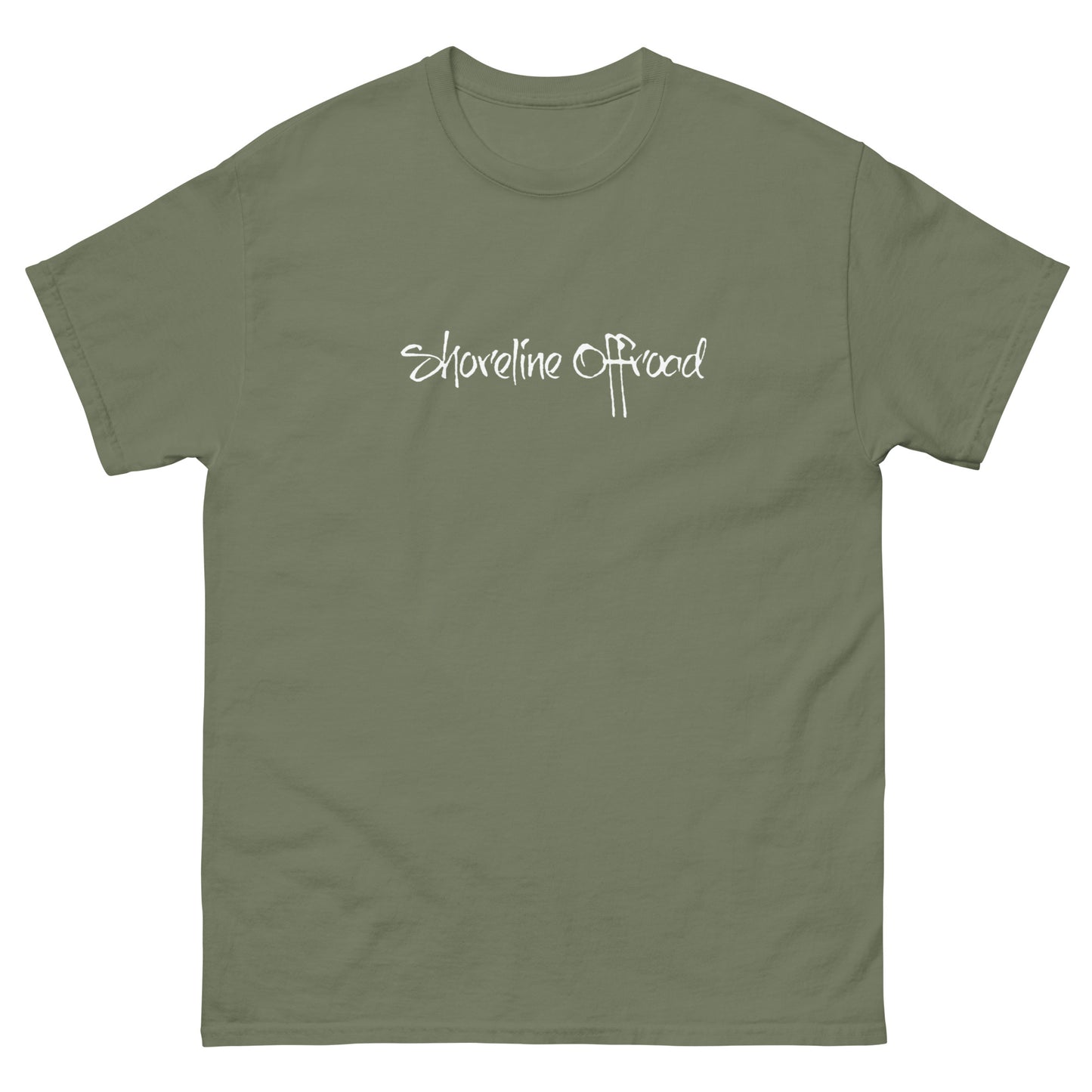 a green t - shirt with the words shoreline shores on it