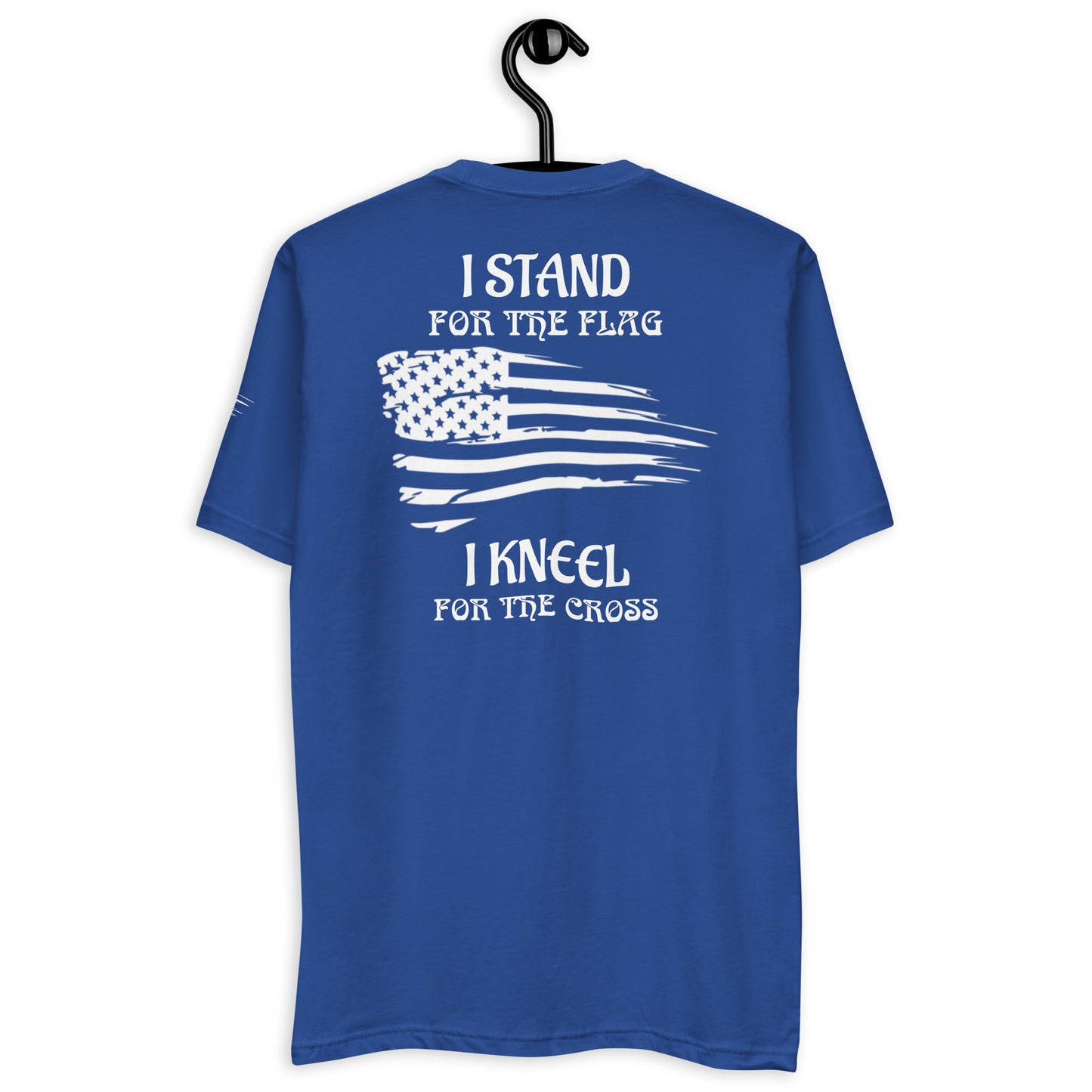 a blue t - shirt that says i stand for the flag i kneel for