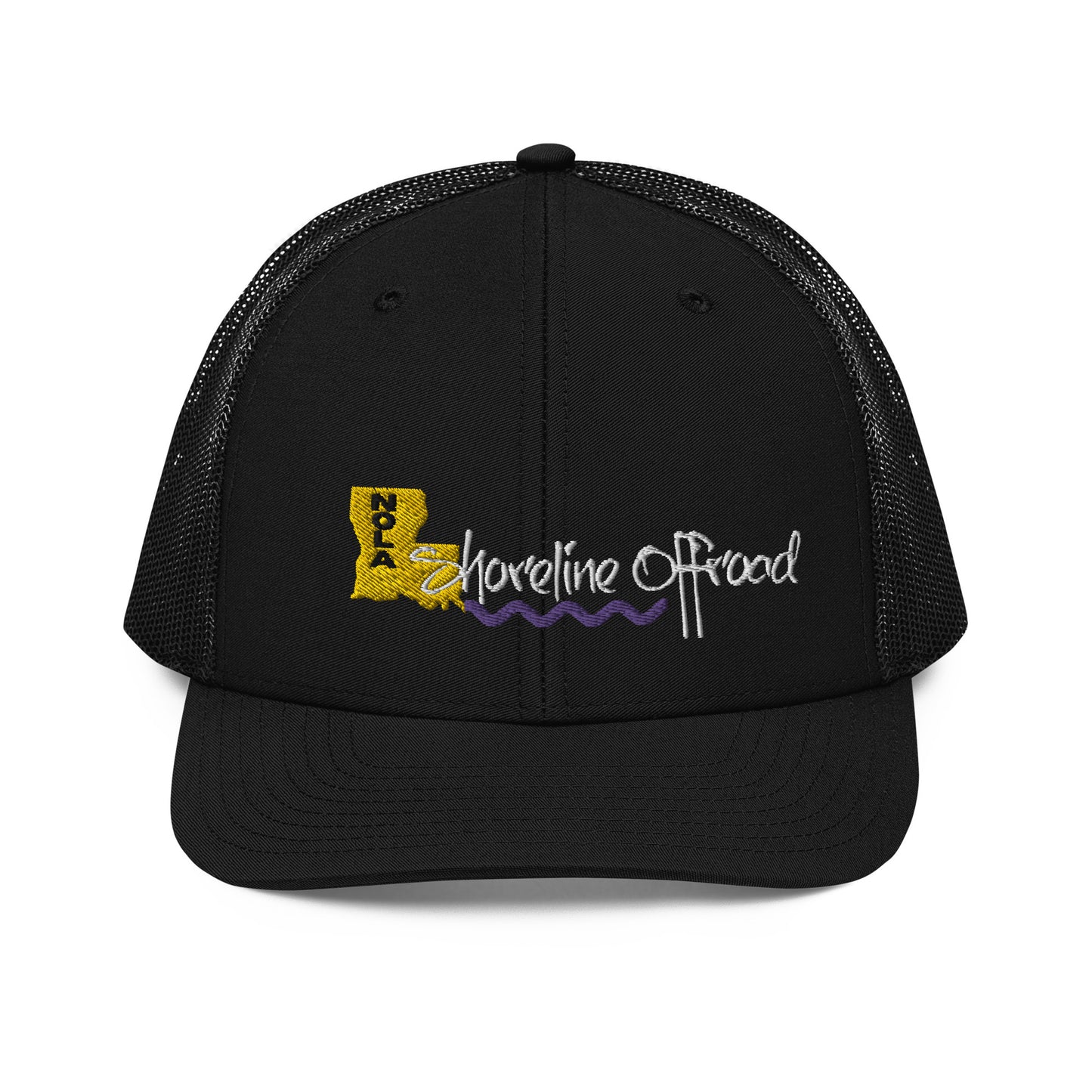 a black trucker hat with the words adventure on it