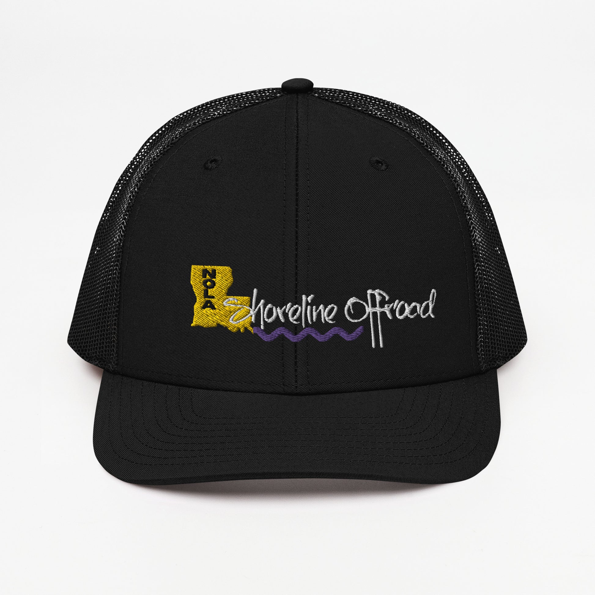 a black trucker hat with the words adventure on it