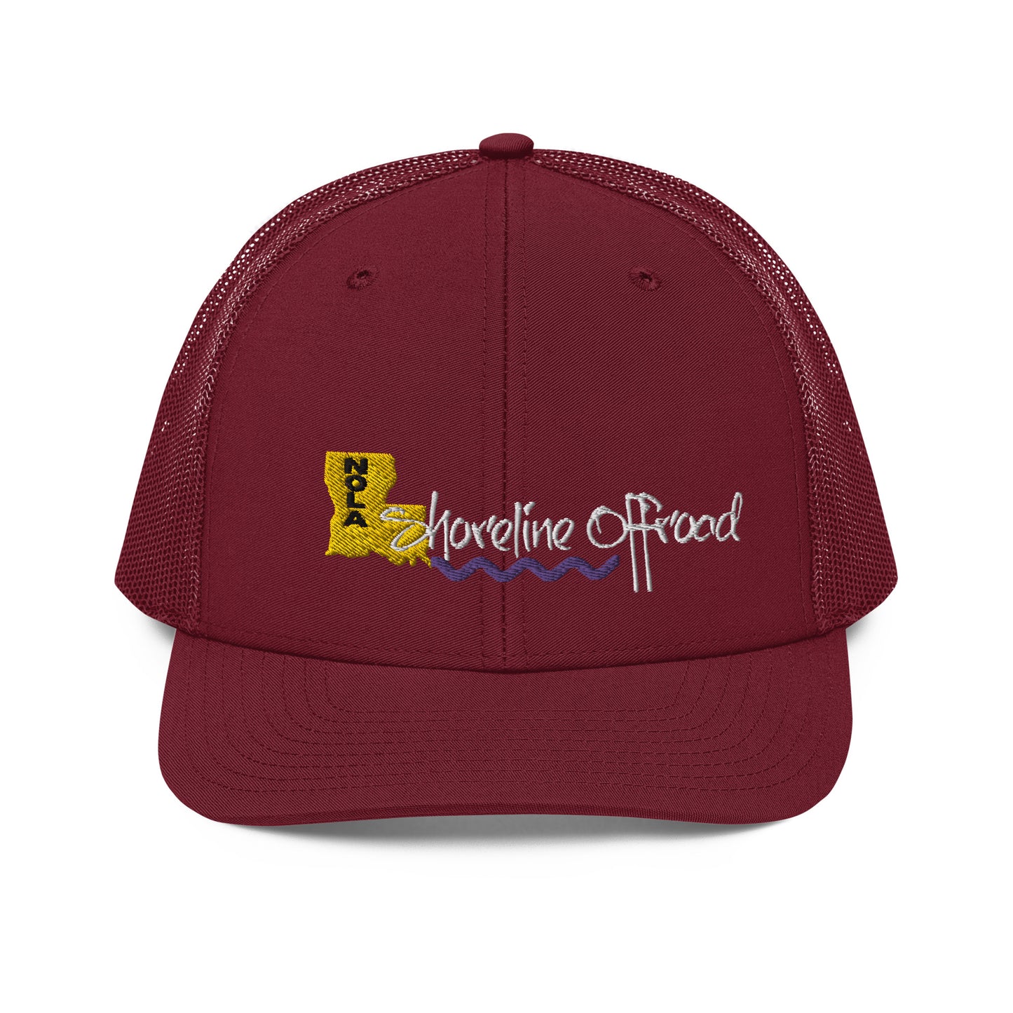 a maroon trucker hat with the words adventure on it