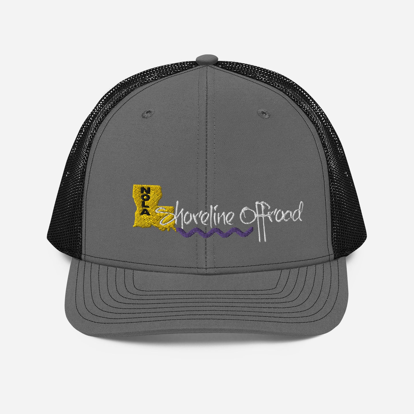 a gray trucker hat with the words adventure on it