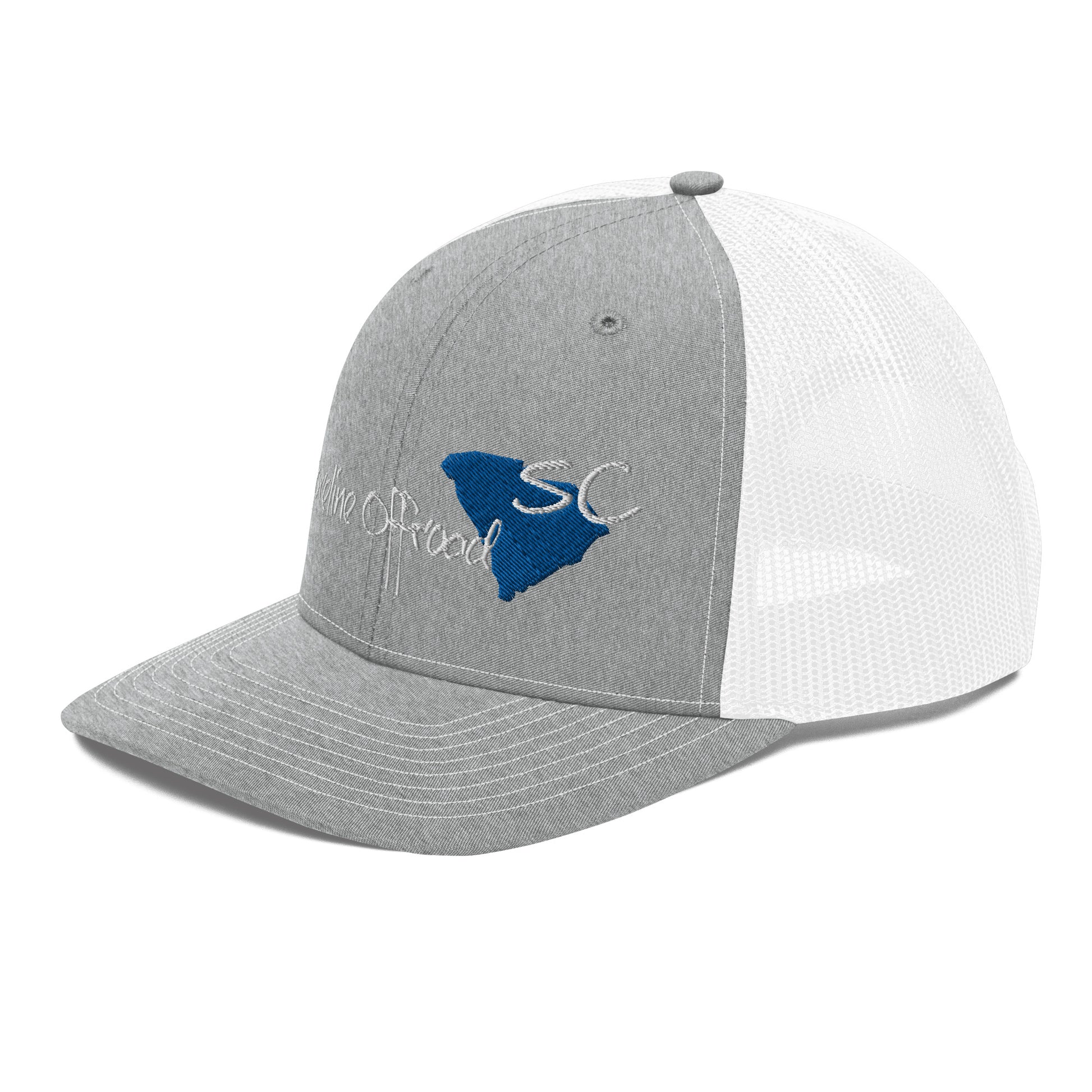 a gray and white hat with the state of south carolina on it