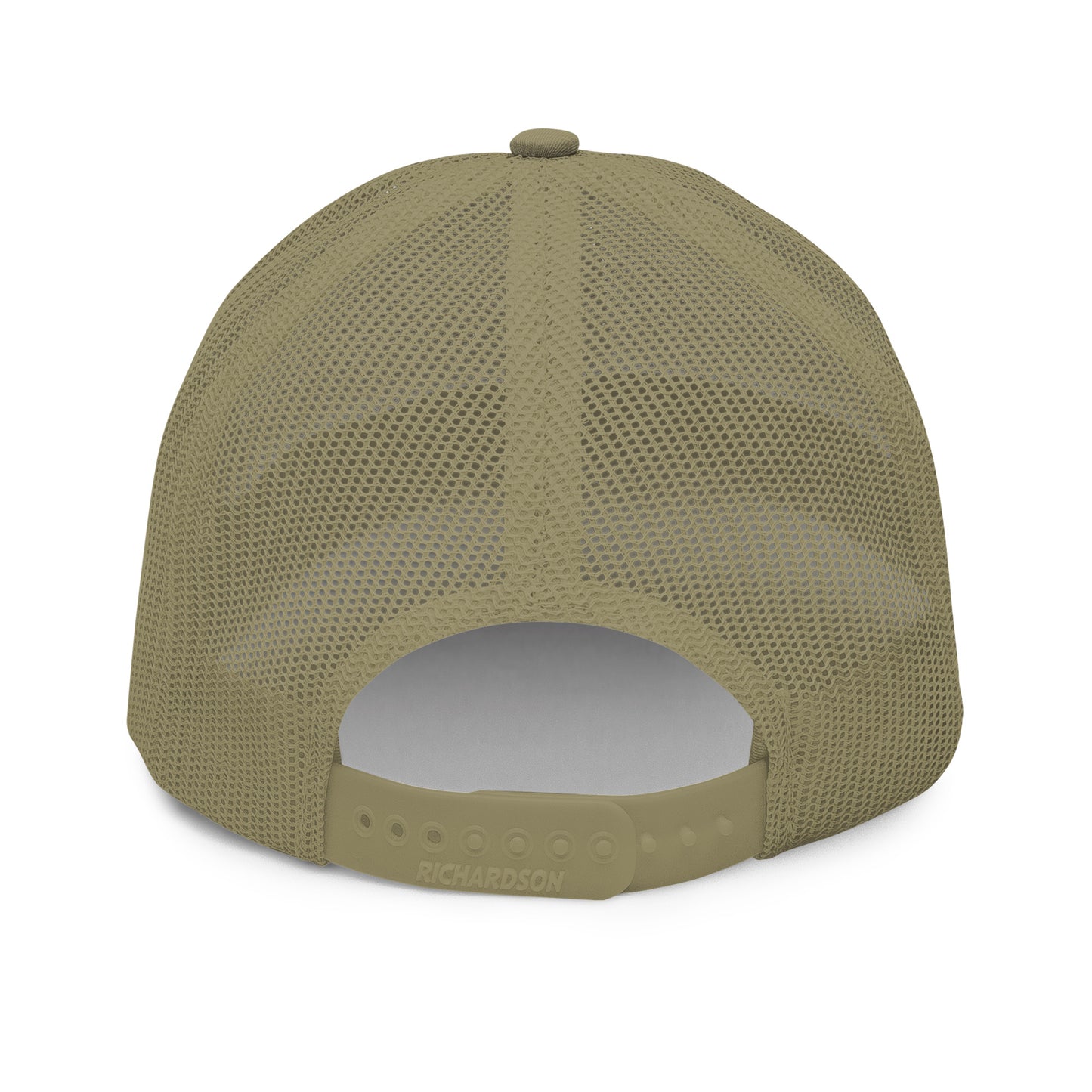 a khaki colored hat with a white visor