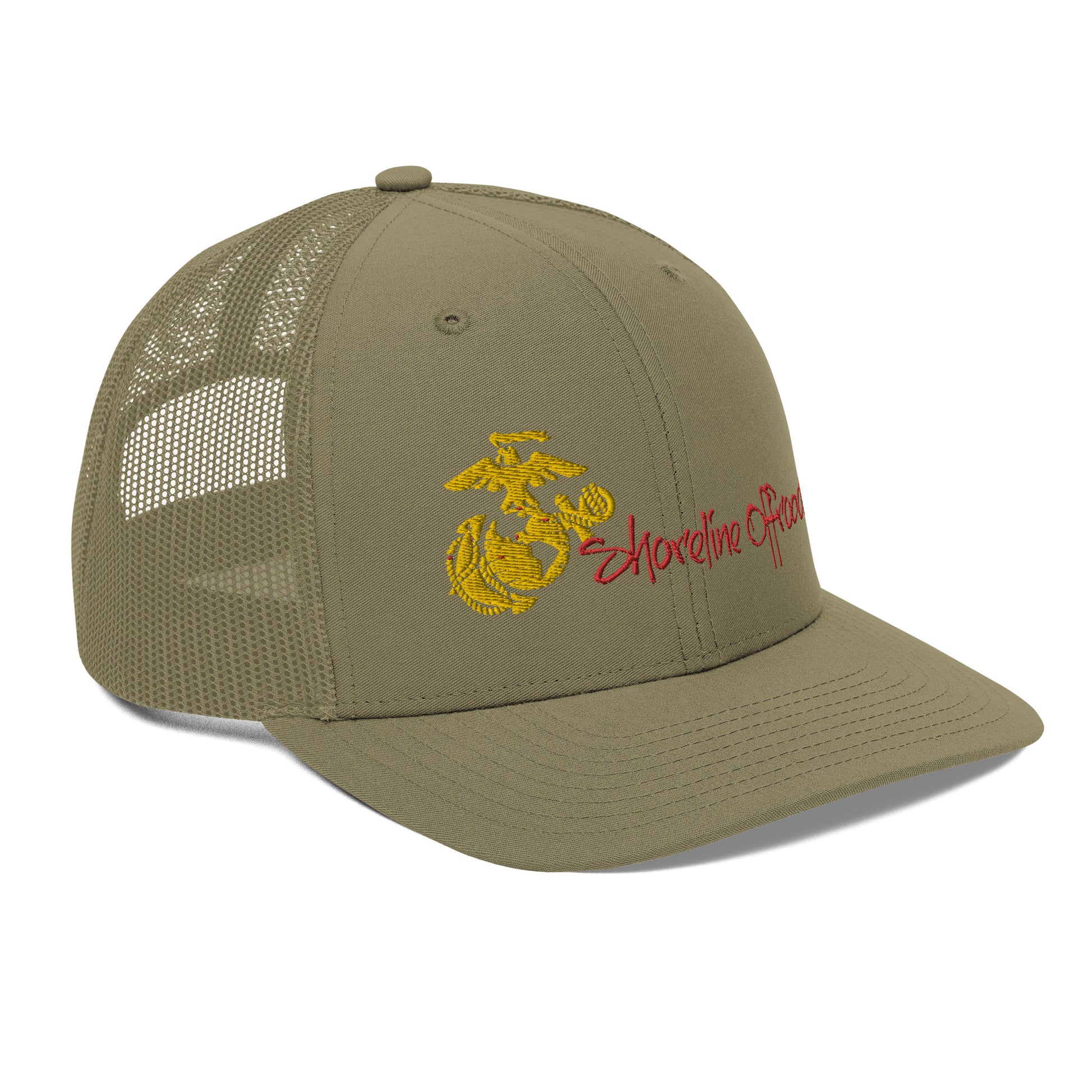 a hat with a marine emblem on it