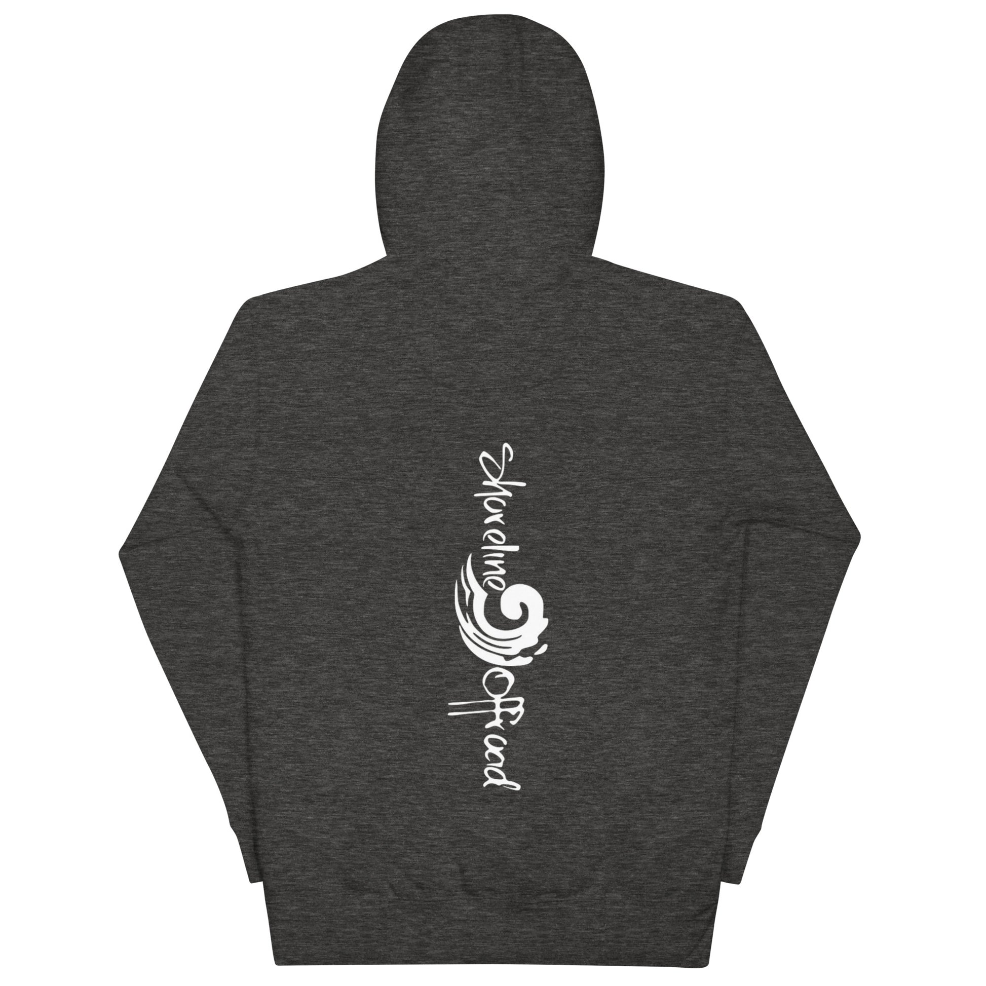 a black hoodie with a white logo on it