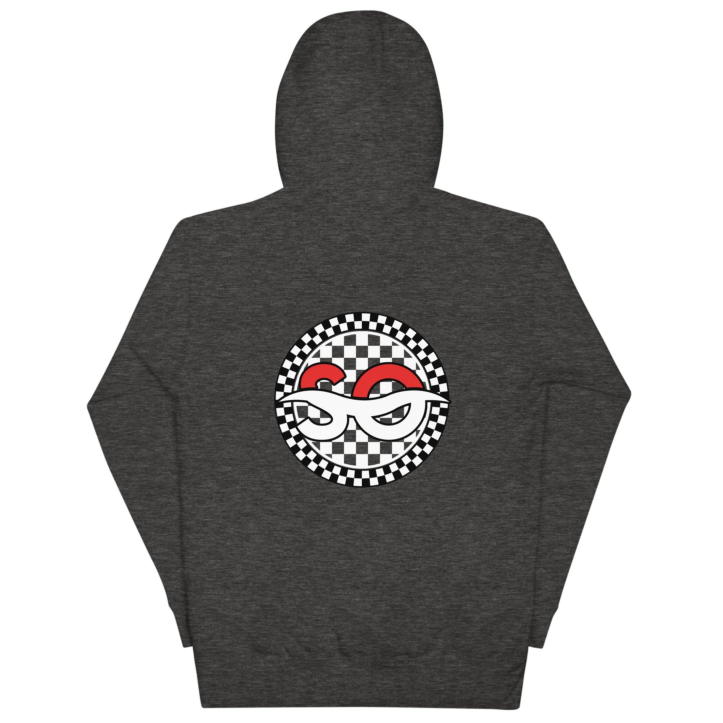 a hooded sweatshirt with a checkered design on the front