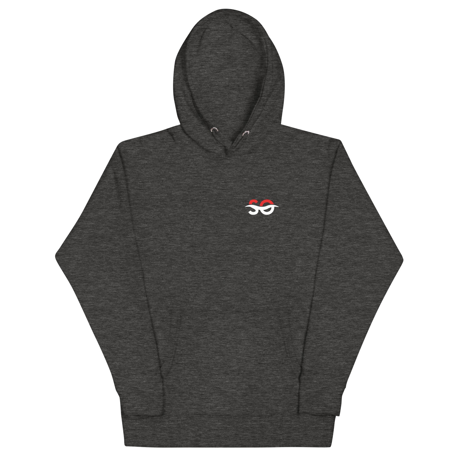 a hooded sweatshirt with a red eye on it