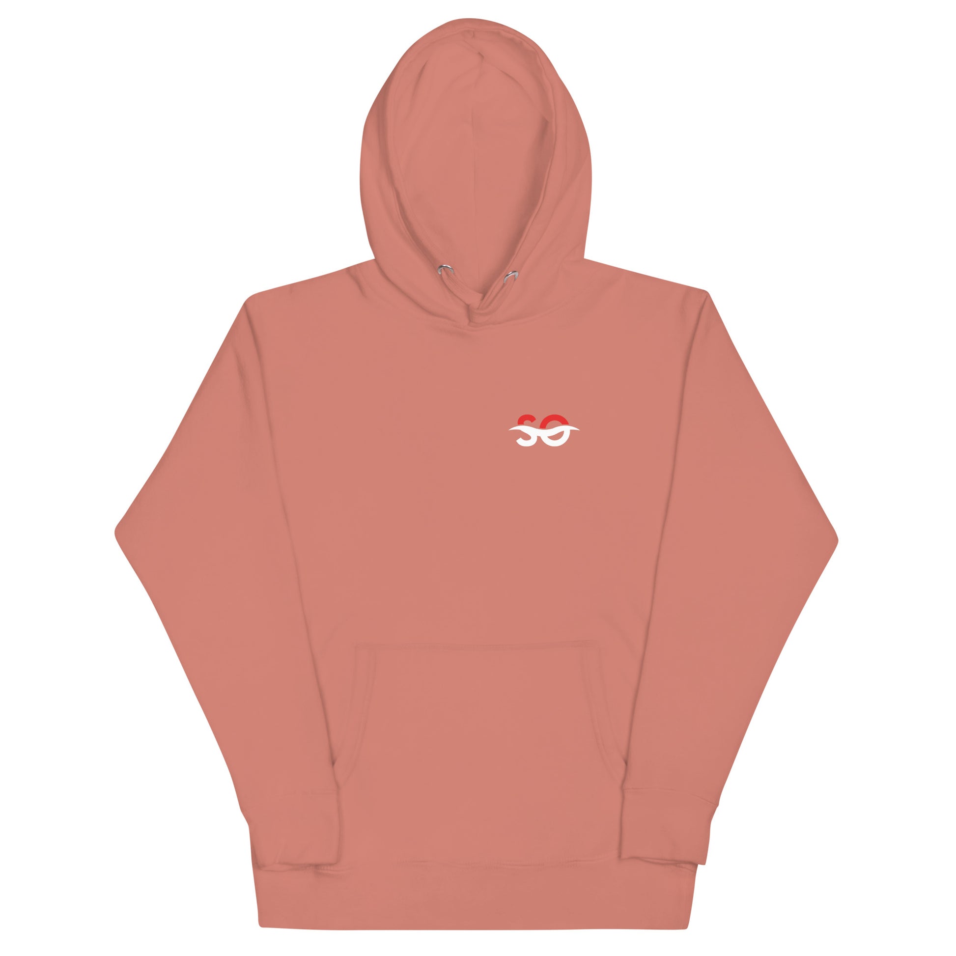 a pink hoodie with a red eyeball on it