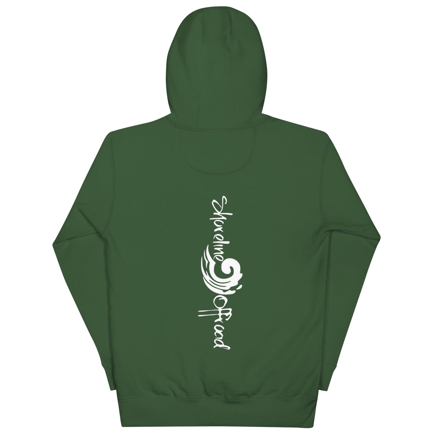 a green hoodie with a white logo on it