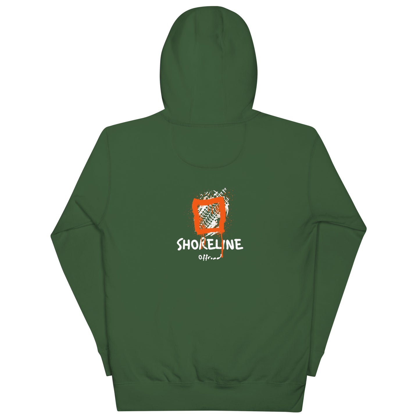 a green hoodie with the words shoreline on it