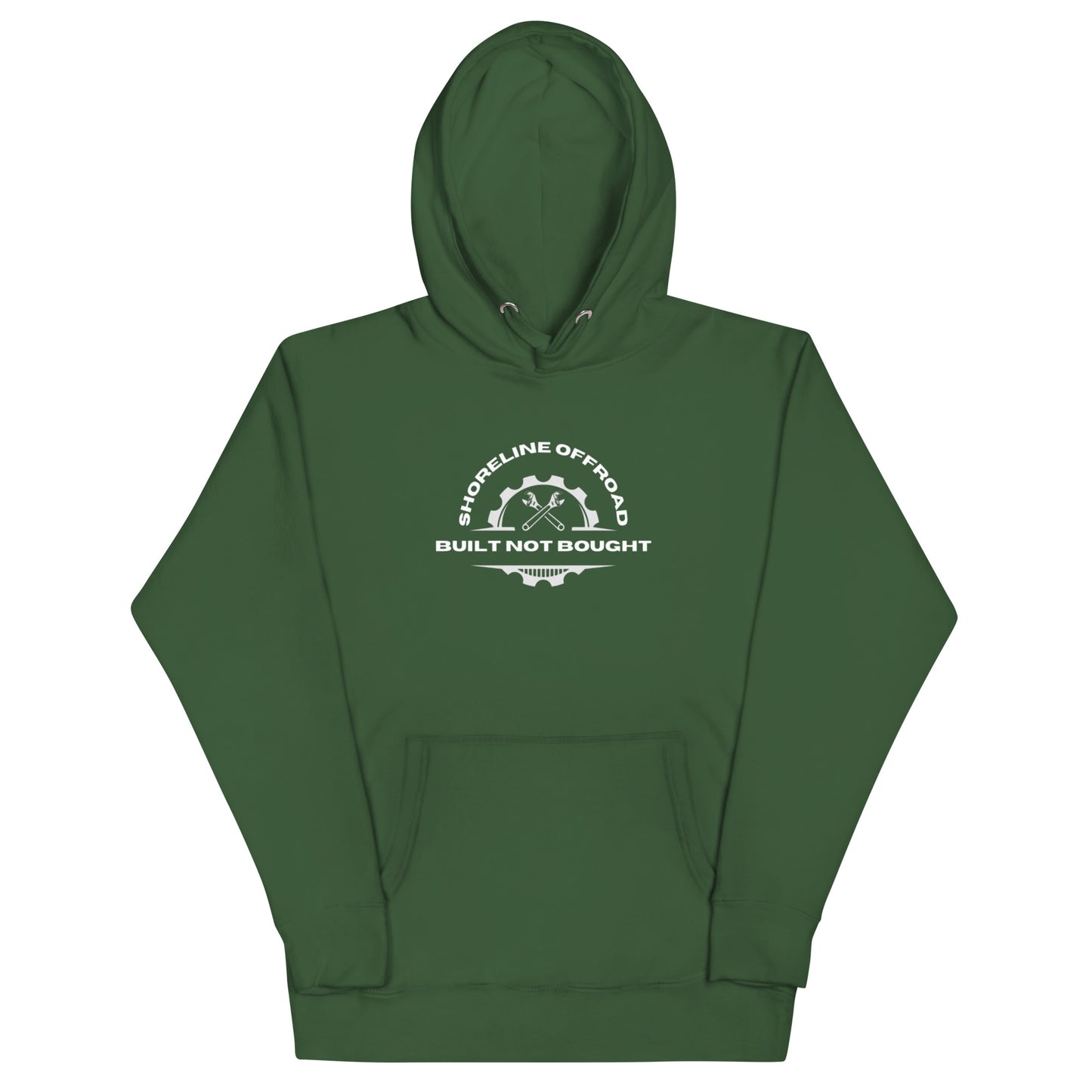 a green hoodie with a white logo on it