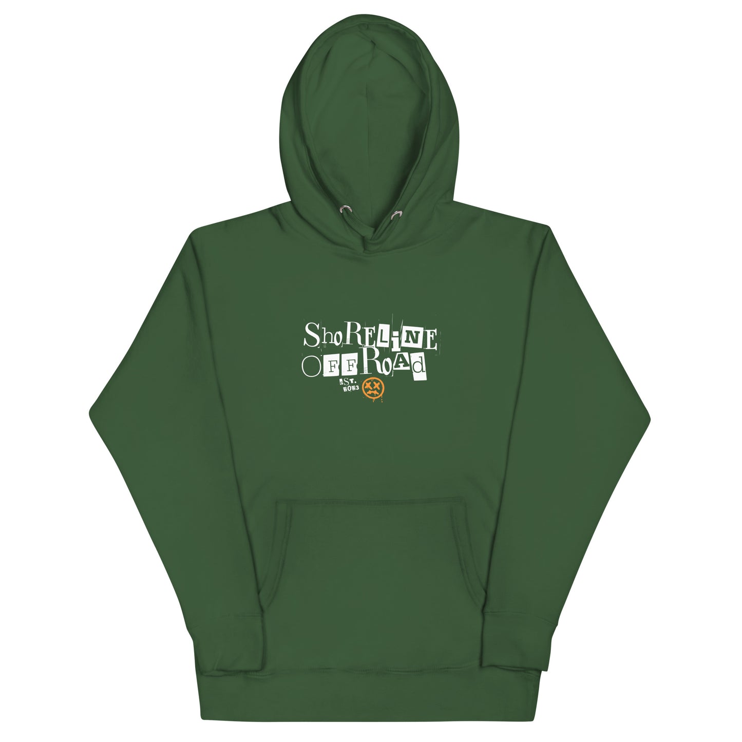 a green hoodie with a white logo on it