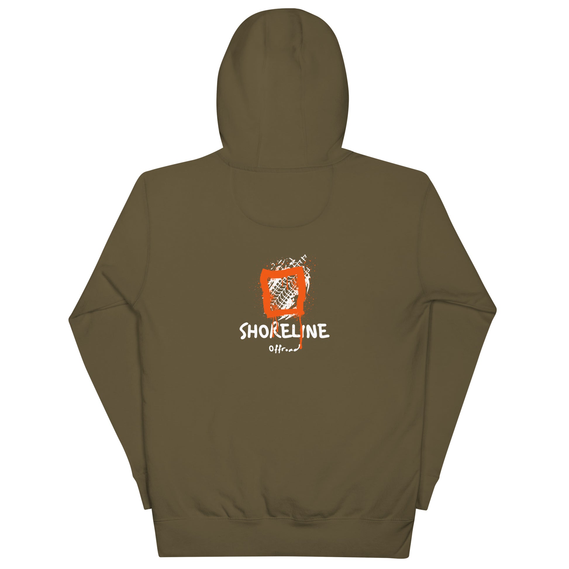 a brown hoodie with the words shoreline on it