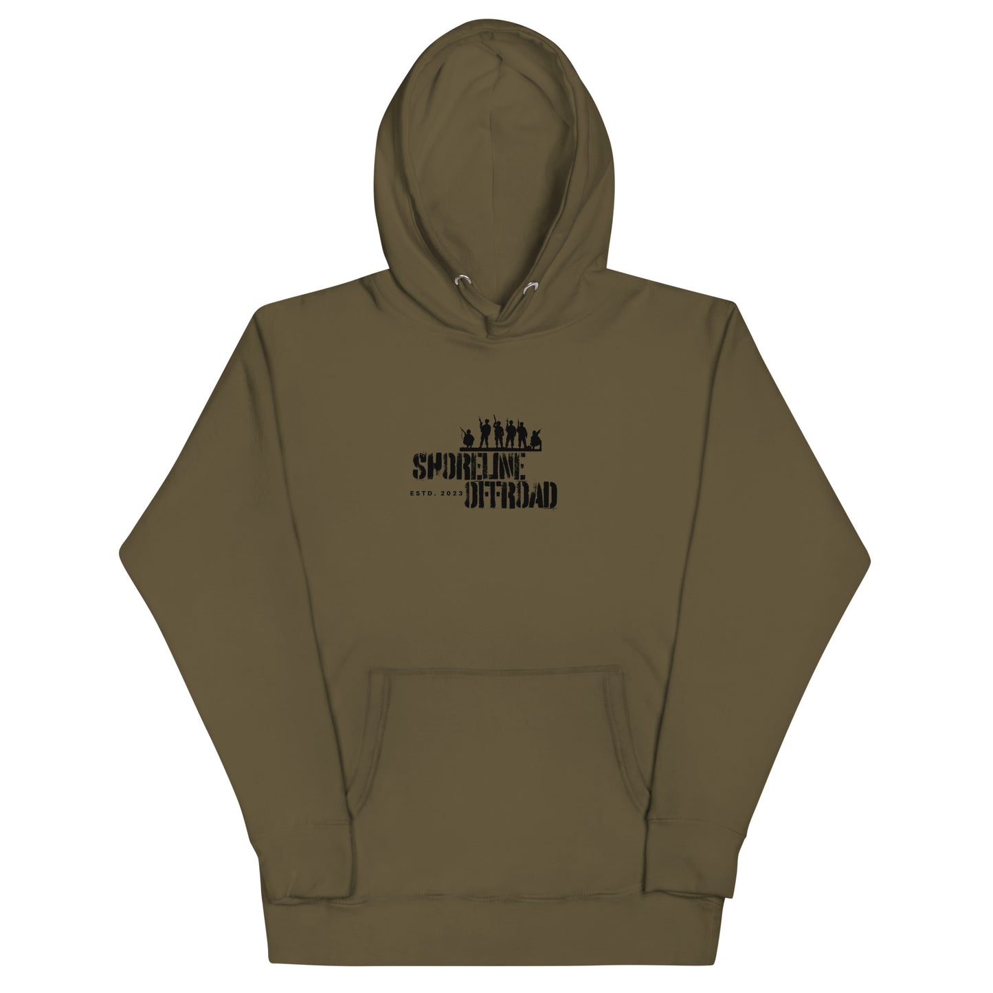 a brown hoodie with a black print on it