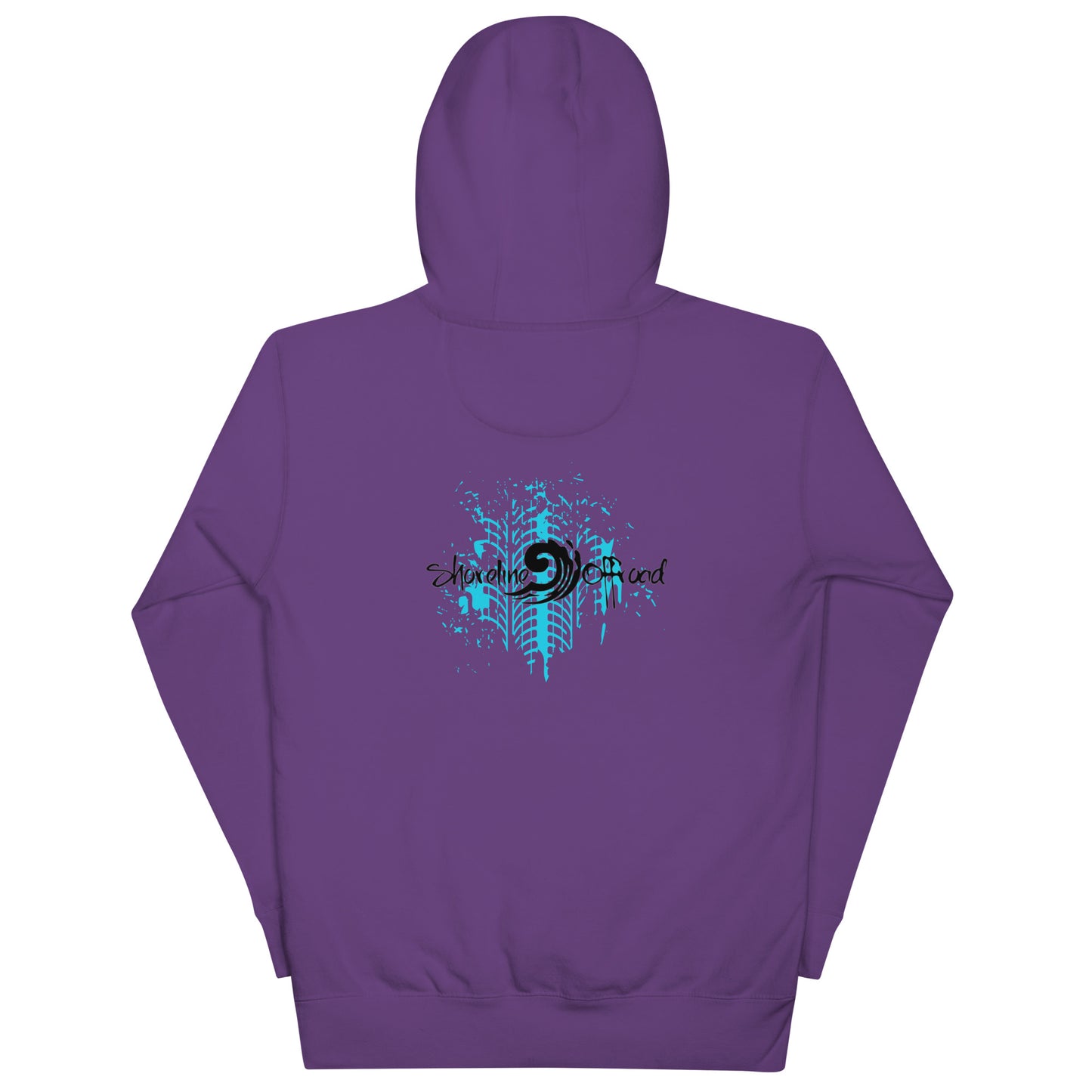 a purple hoodie with a blue design on it