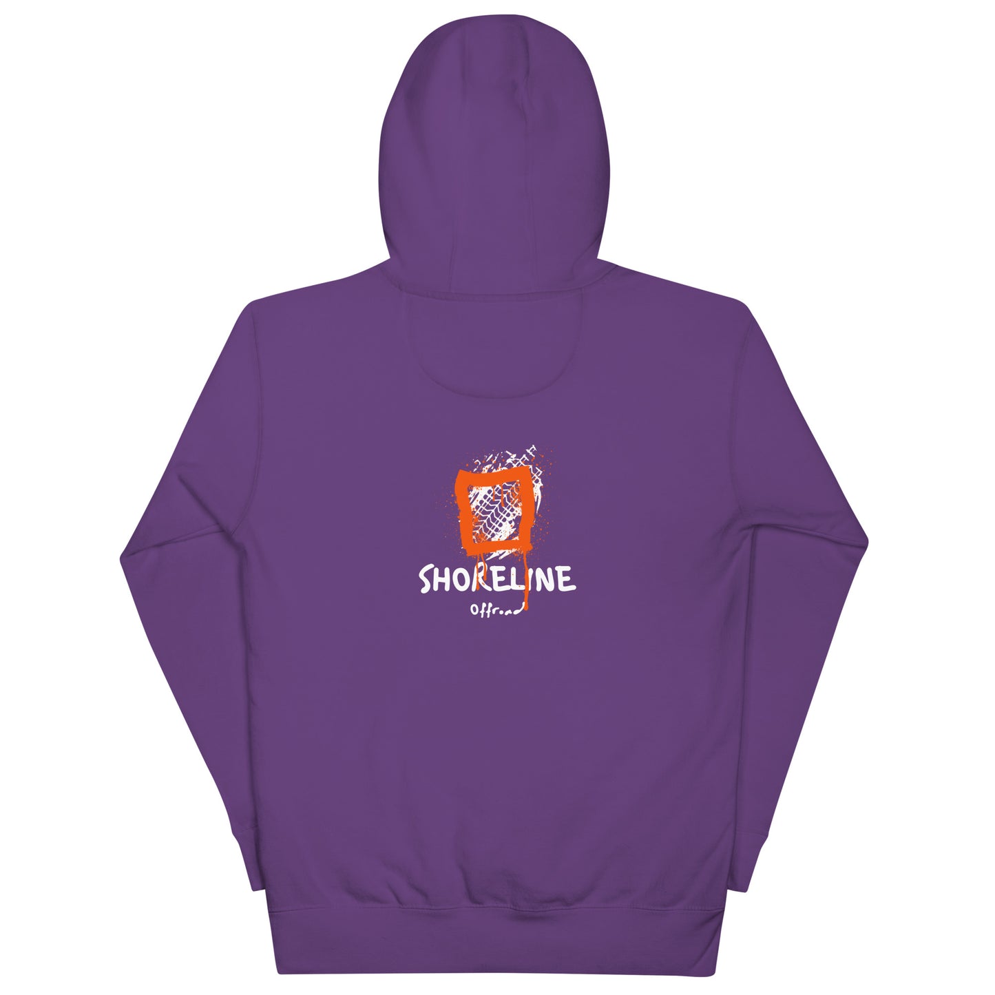 a purple hoodie with the words shoreline on it